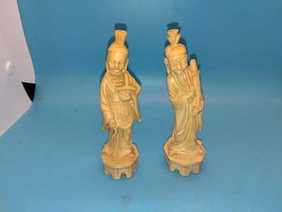 VERY NICE PAIR OF Chinese Carved Resin Figures 22CM