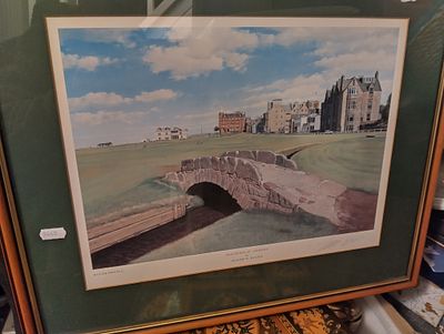 VERY NICE QUALITY Framed Signed Print - Swilken Bridge St Andrews by Graeme Baxter, approx 35 x 25cm