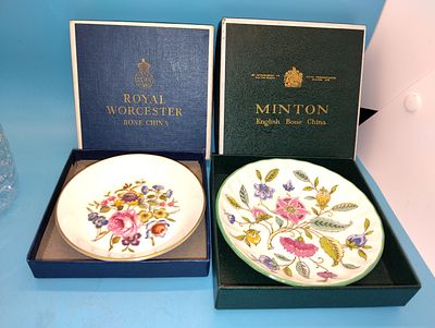 VERY NICE BOXED MINTON TRINKET DISH AND BOXED ROYAL WORCESTER TRINKET DISH