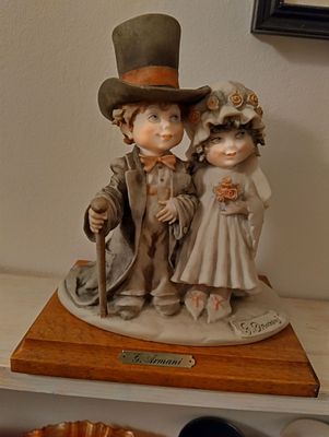 NICE VINTAGE ARMANI LARGE BOY AND GIRL AS BRIDE AND GROOM SIGNED TO BASE