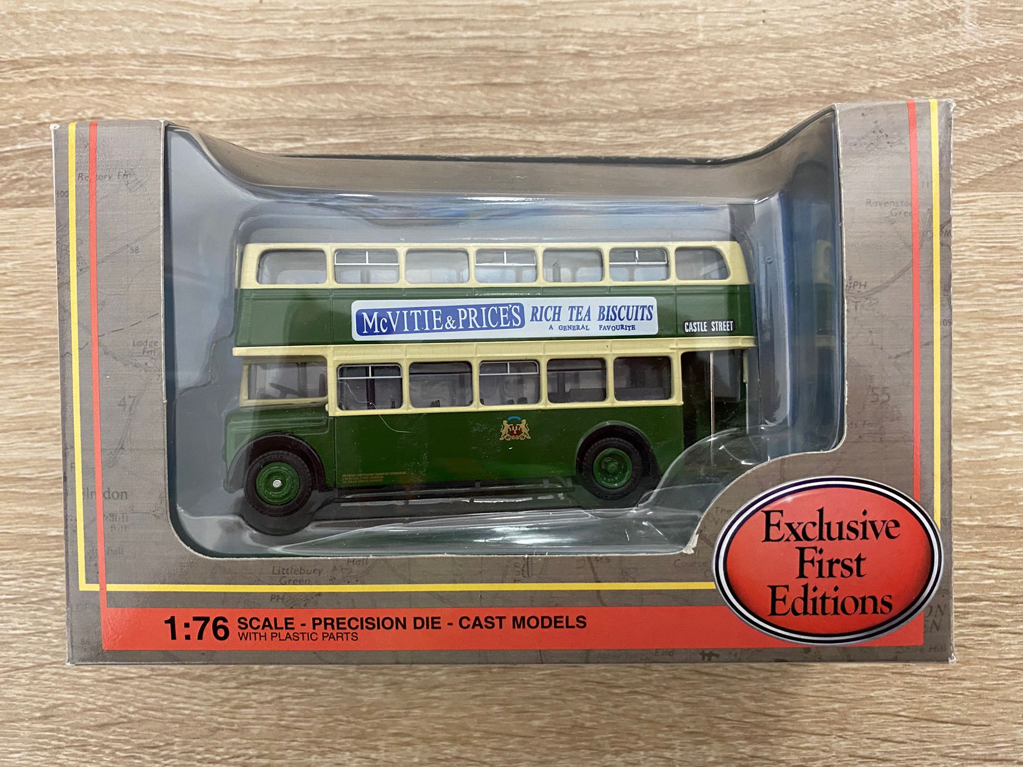 BOXED DOUBLE DECKER BUS ADVERTISING MCVITIE & PRICES RICH TEA BISCUITS