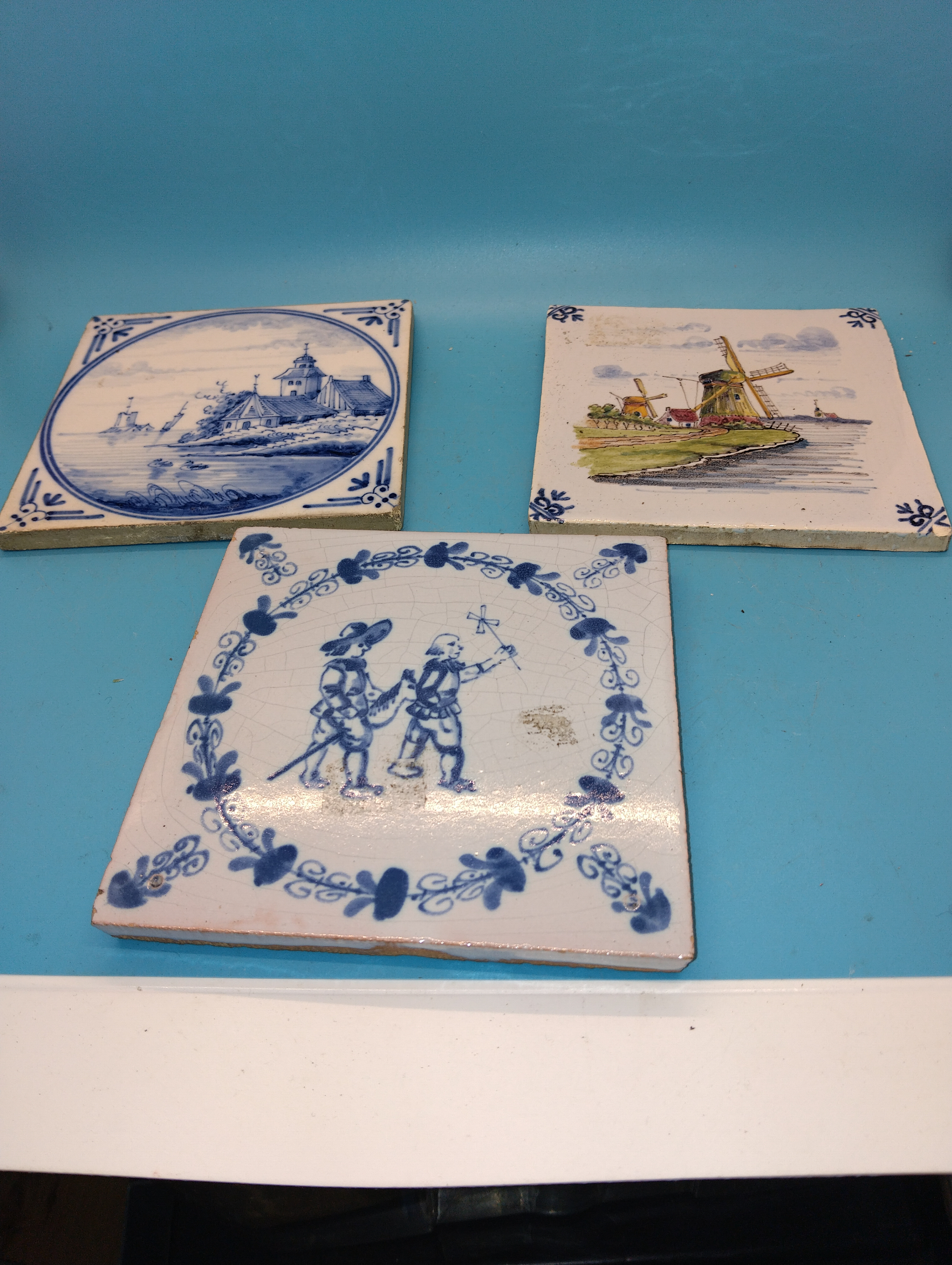 THREE VERY NICE DELFT STYLE VINTAGE TILES
