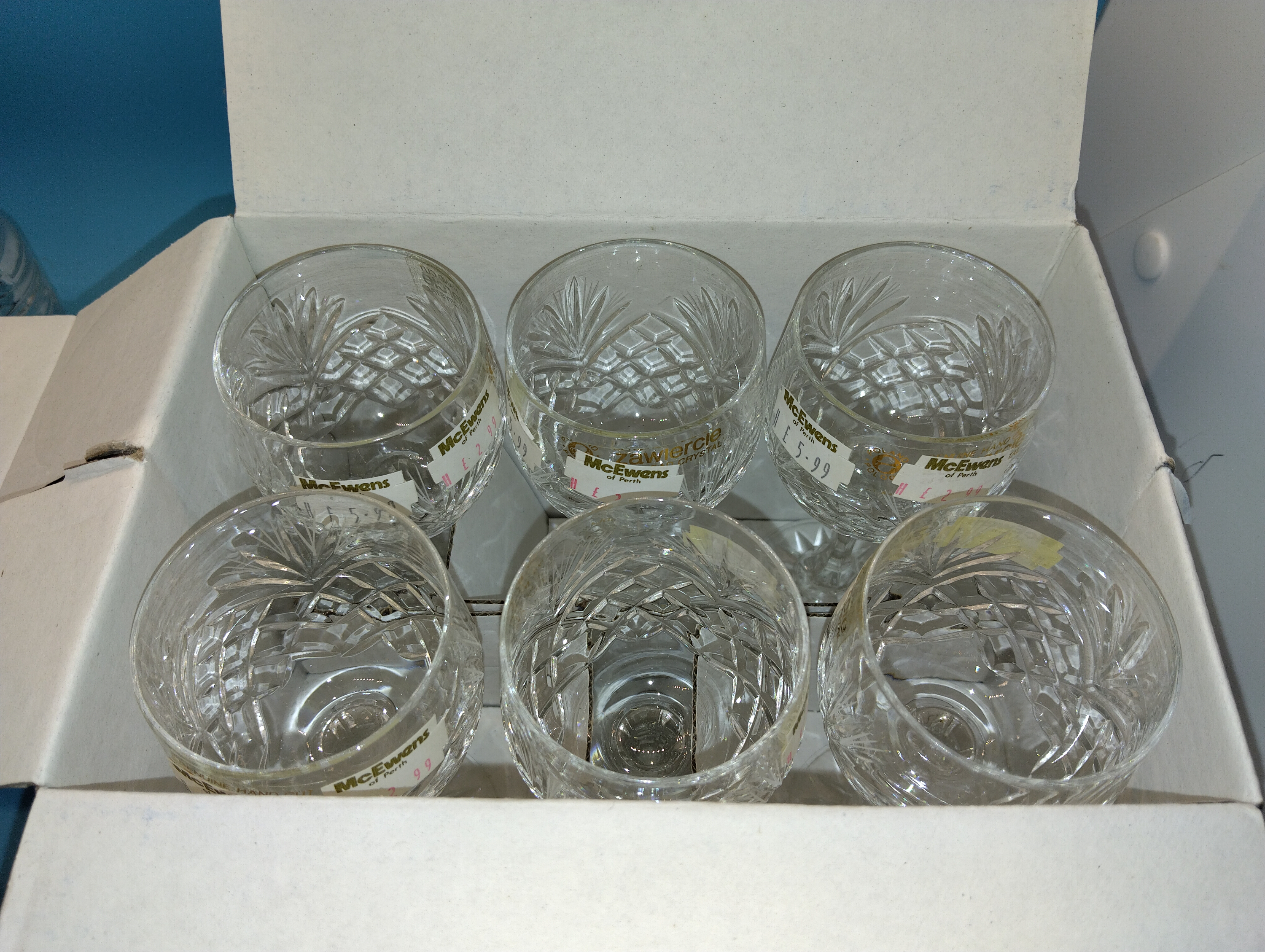 LOVELY BOXED SET OF SIX MONICA CRYSTAL GLASSES