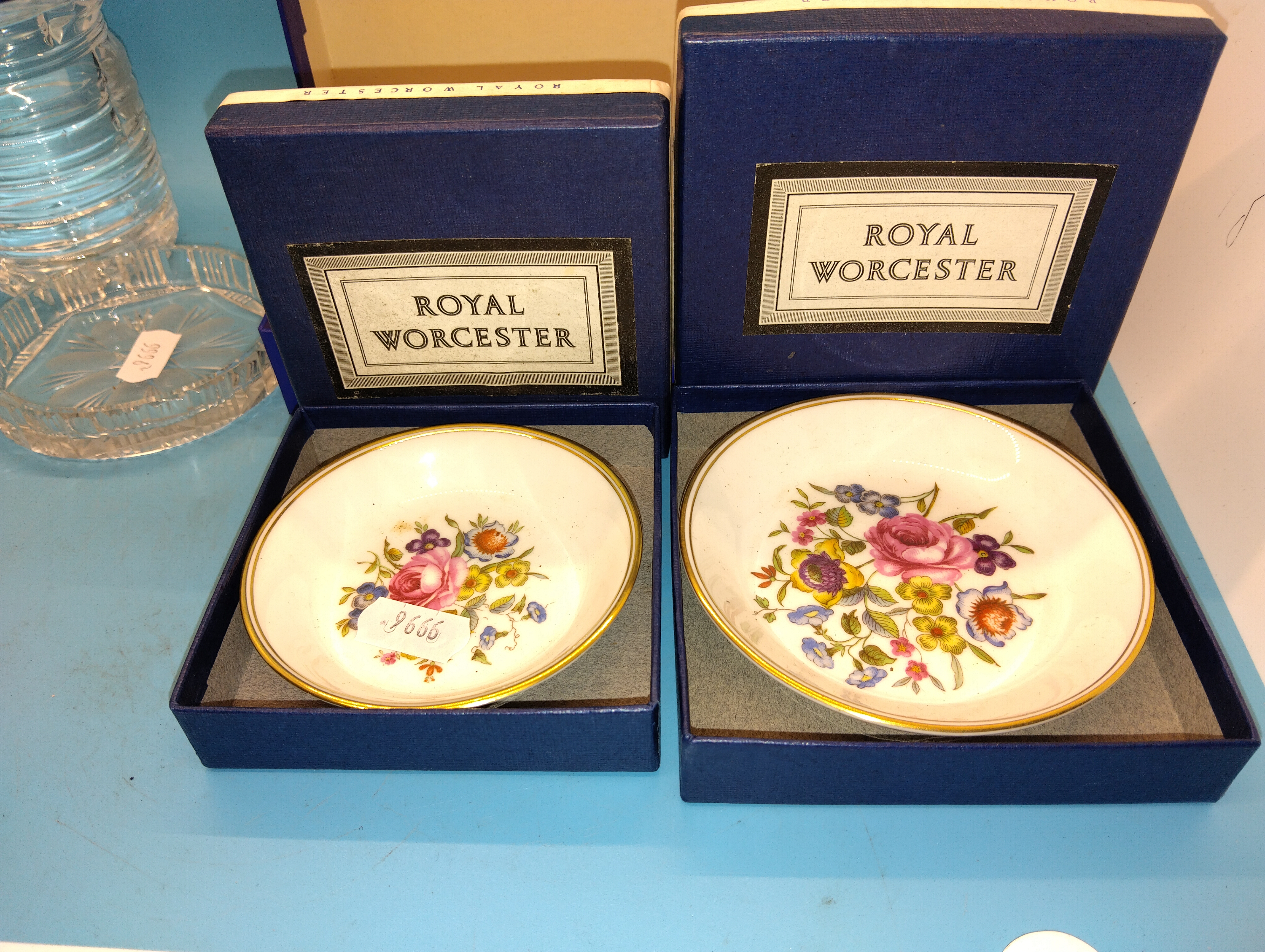 TWO VERY NICE BOXED ROYAL WORCESTER PIN DISHES