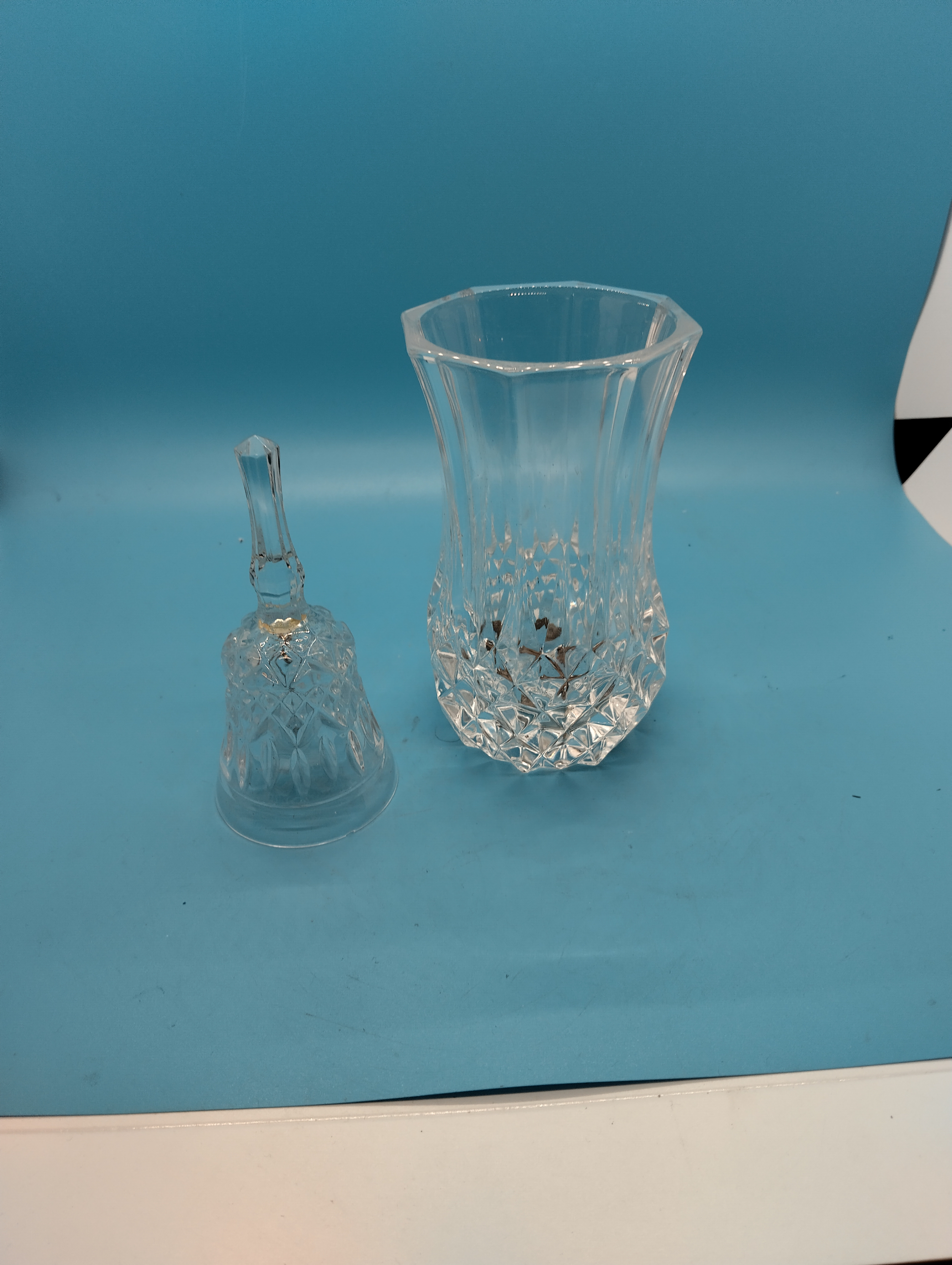 NICE CRYSTAL BELL AND VASE