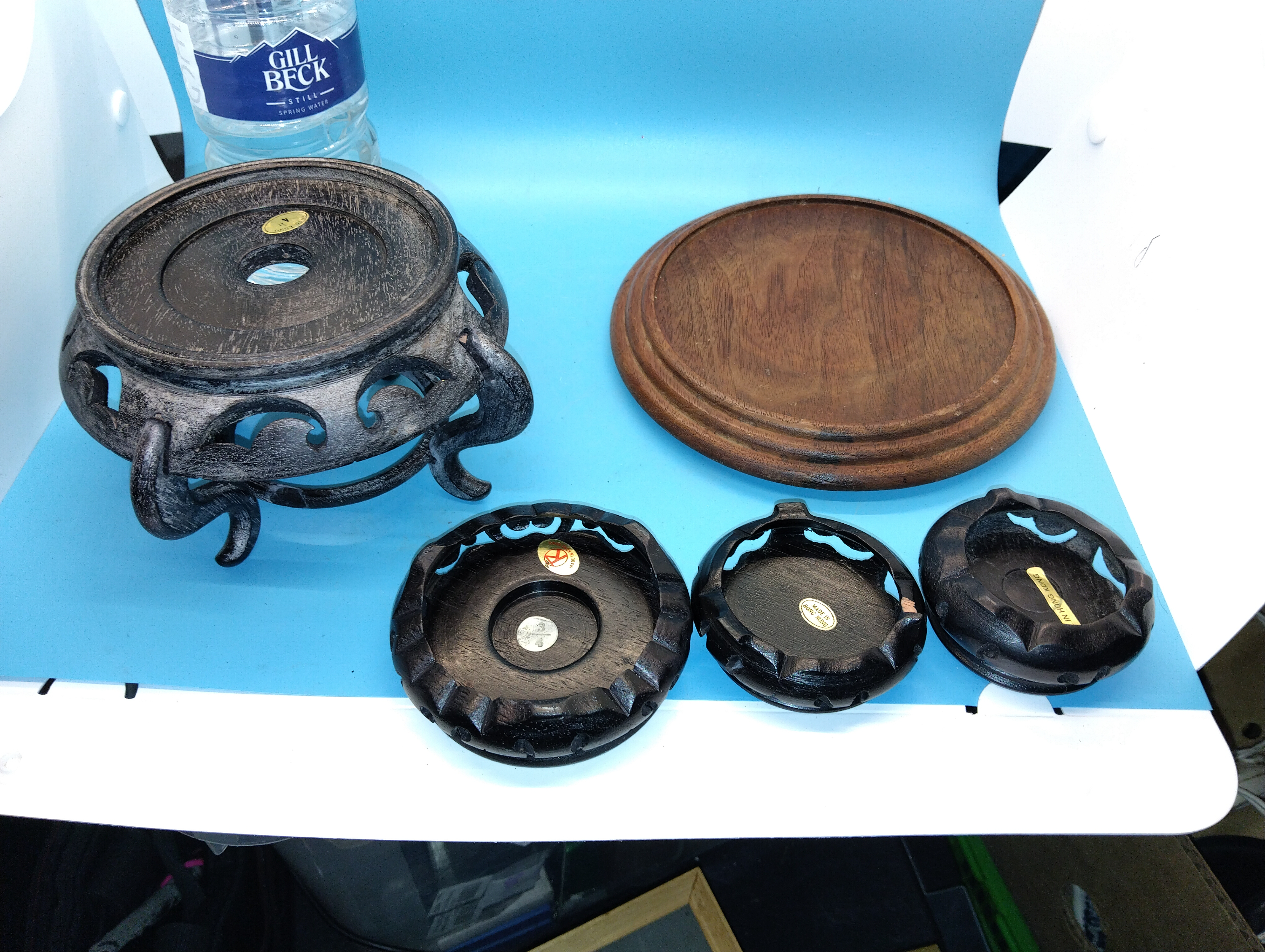 NICE SELECTION OF WOODEN DISPLAY STANDS ORIENTAL ETC