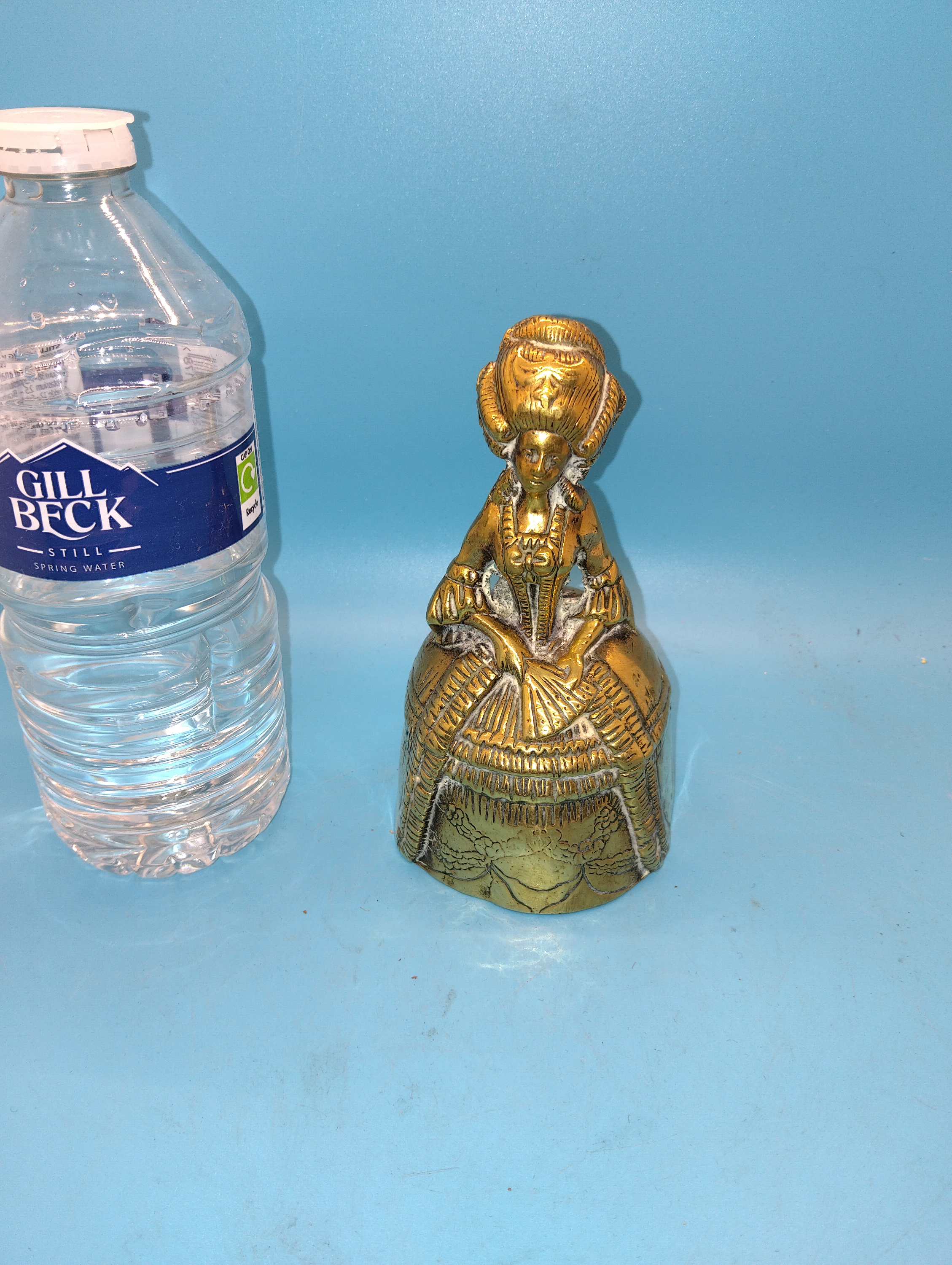 VERY NICE LARGE BRASS LADY TABLE BELL