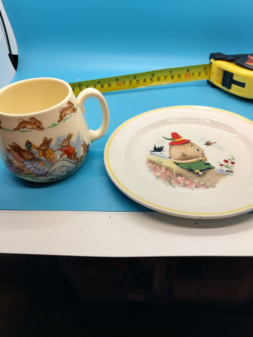 VERY NICE ROYAL DOULTON BUNNYKINS CUP AND OLD FOLEY HUMPTY DUMPTY PLATE
