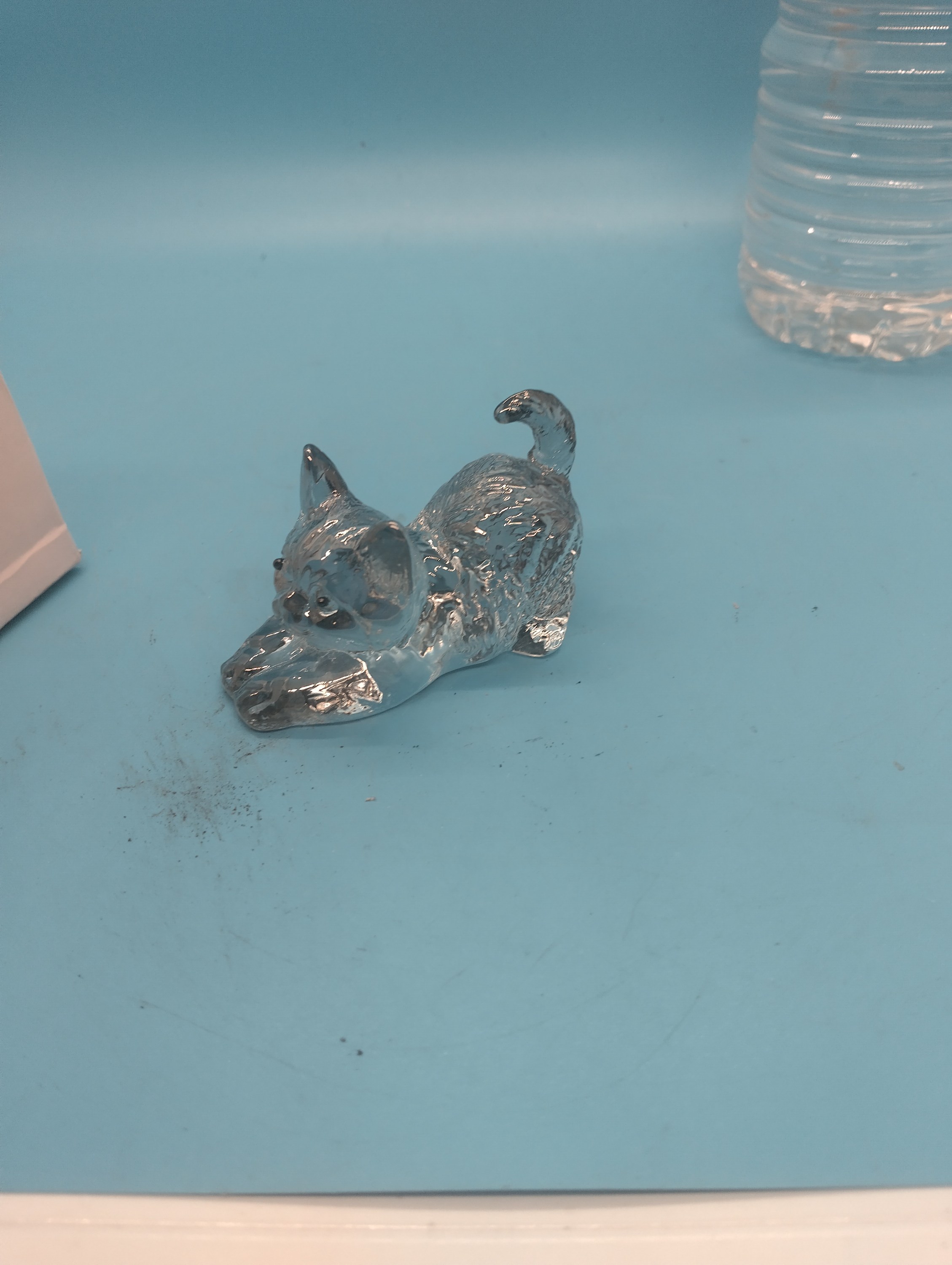 NEW BOXED GLASS SMOKE COLOURED CAT