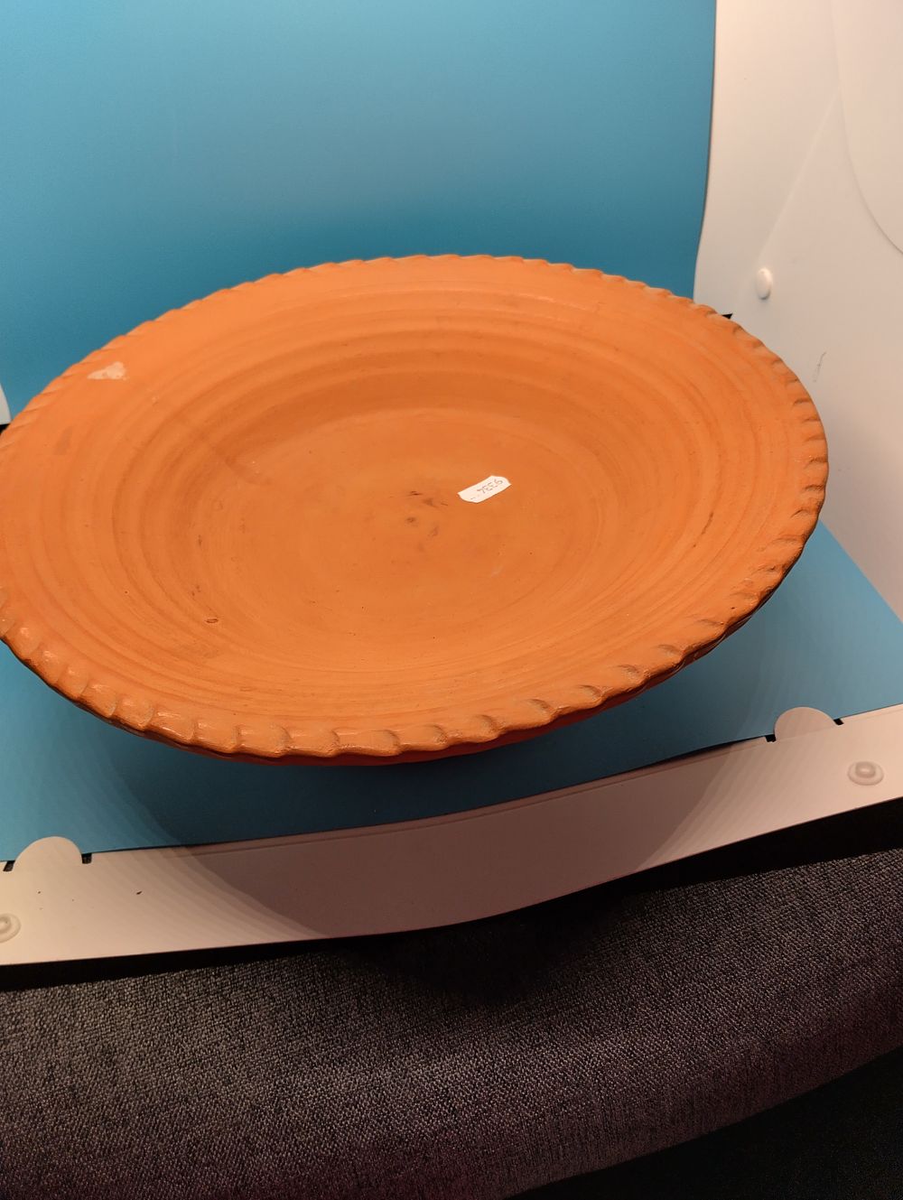 VERY NICE LARGE POTTERY BOWL REAR LEAF DESIGN