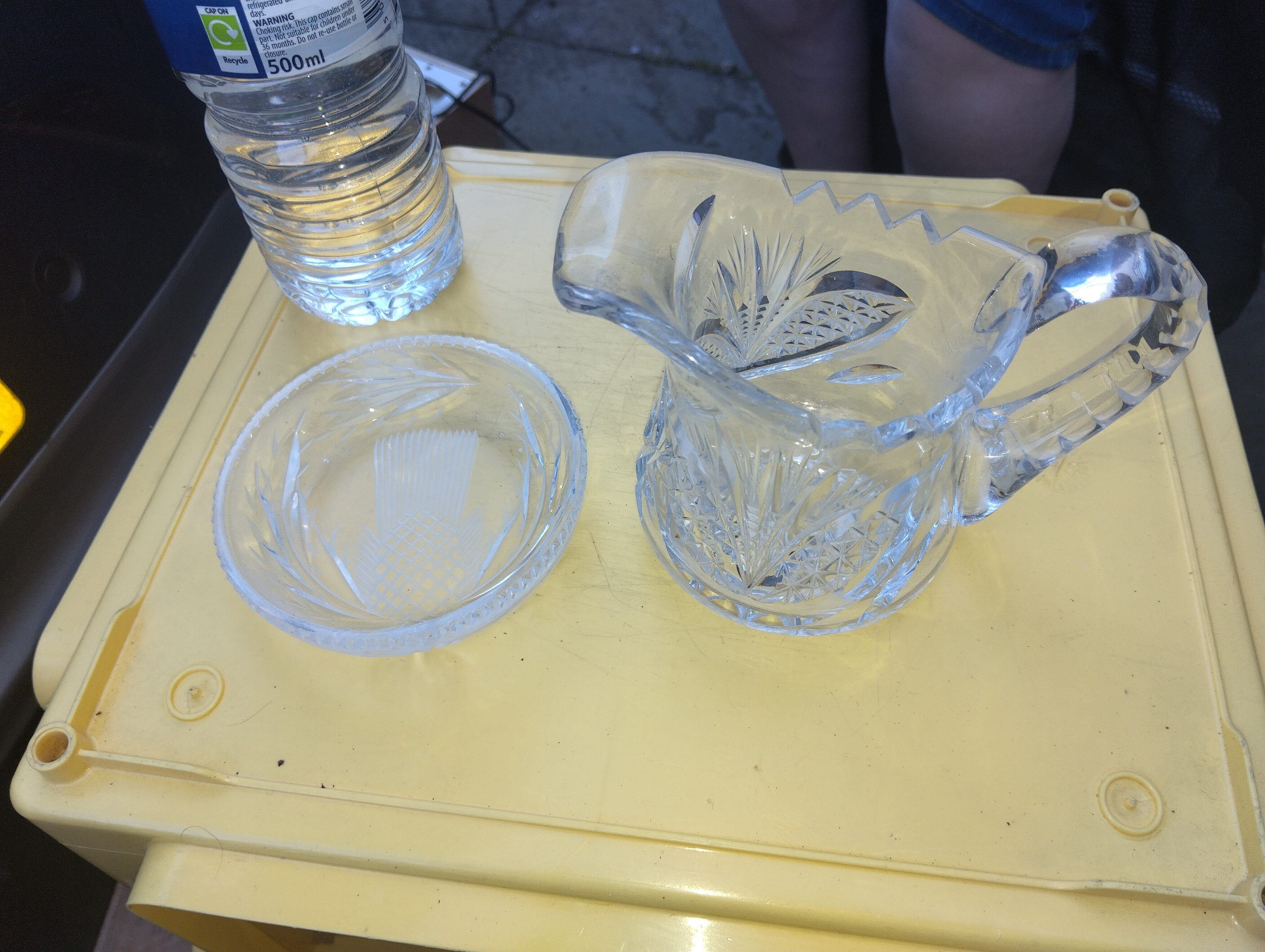 LOVELY GLASS THISTLE DISH AND WATER JUG