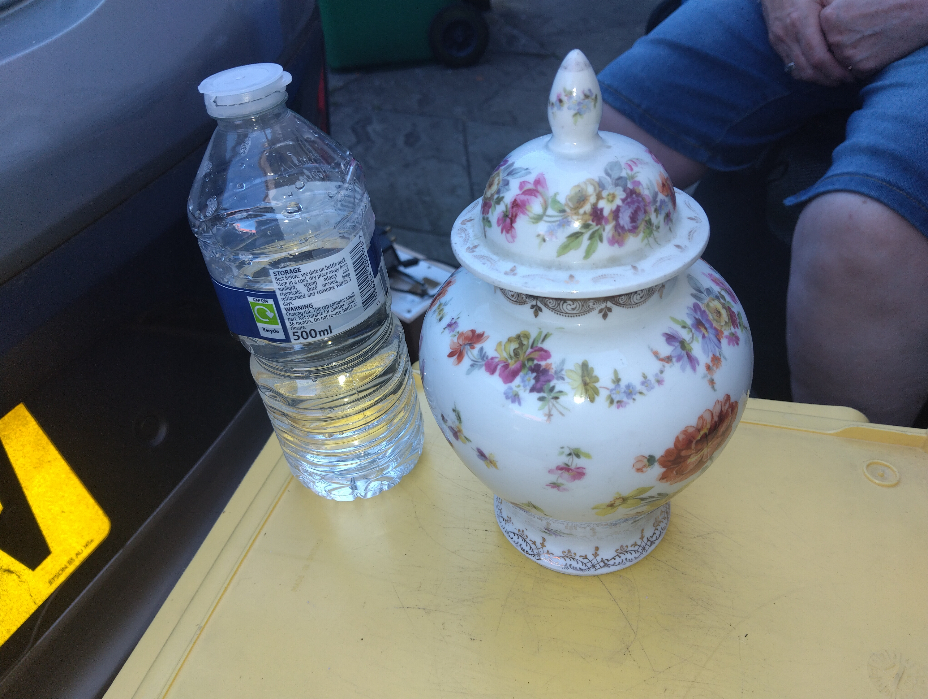 LOVELY COVERED FLORAL VASE MARKED TO BASE