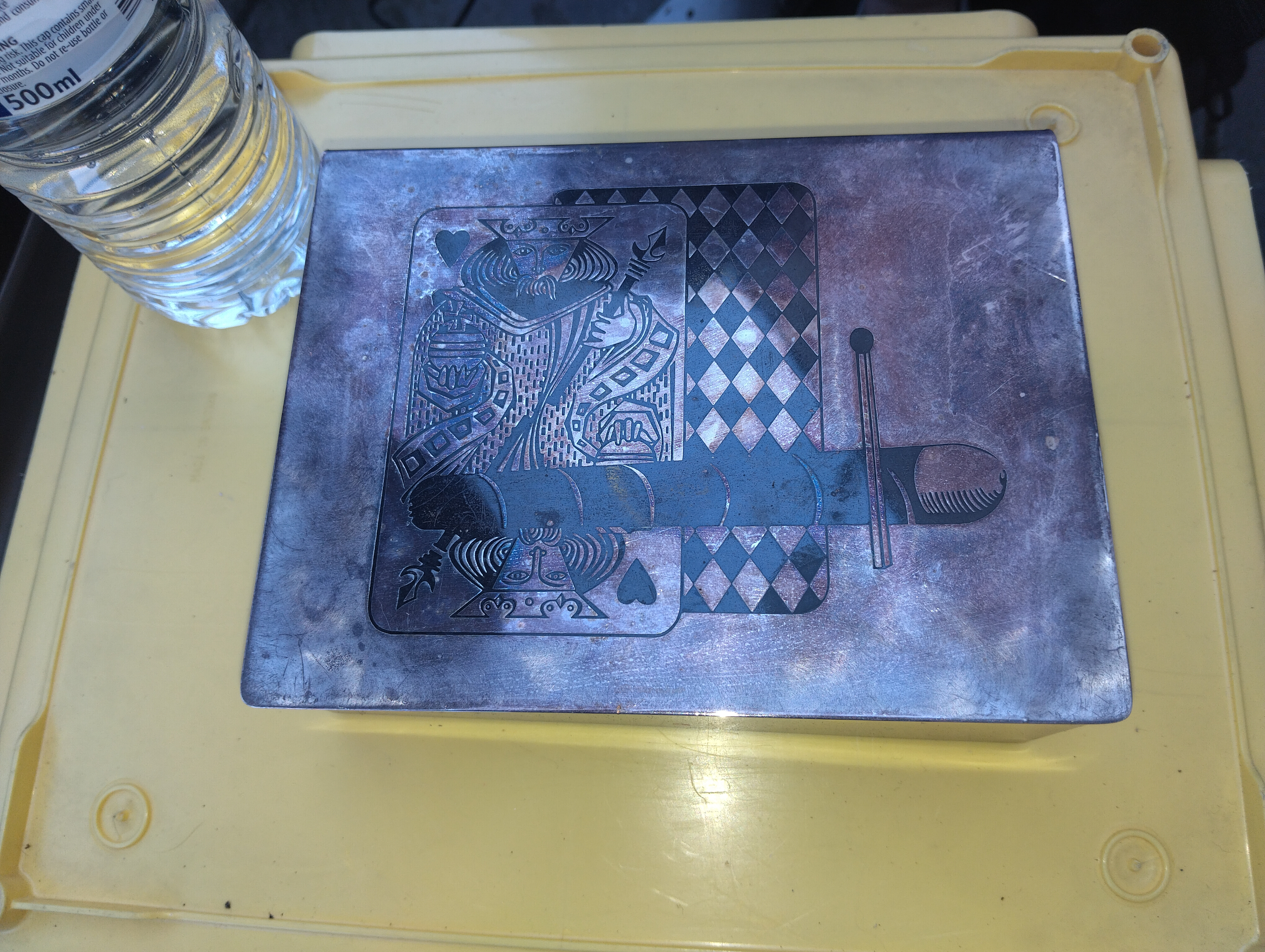 VERY NICE METAL LIDDED CARD/CIGAR BOX