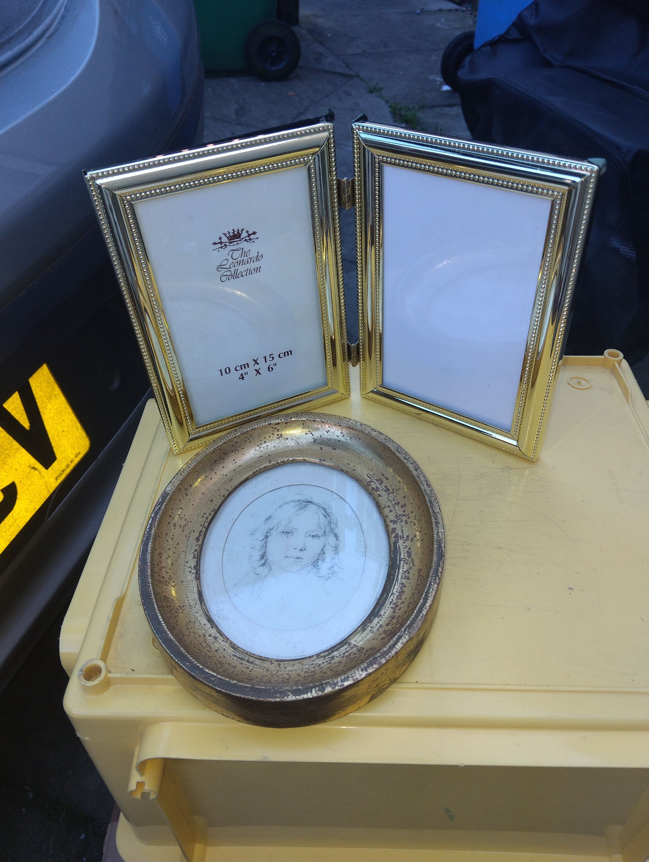 TWO NICE BRASS EFFECT PICTURE FRAMES