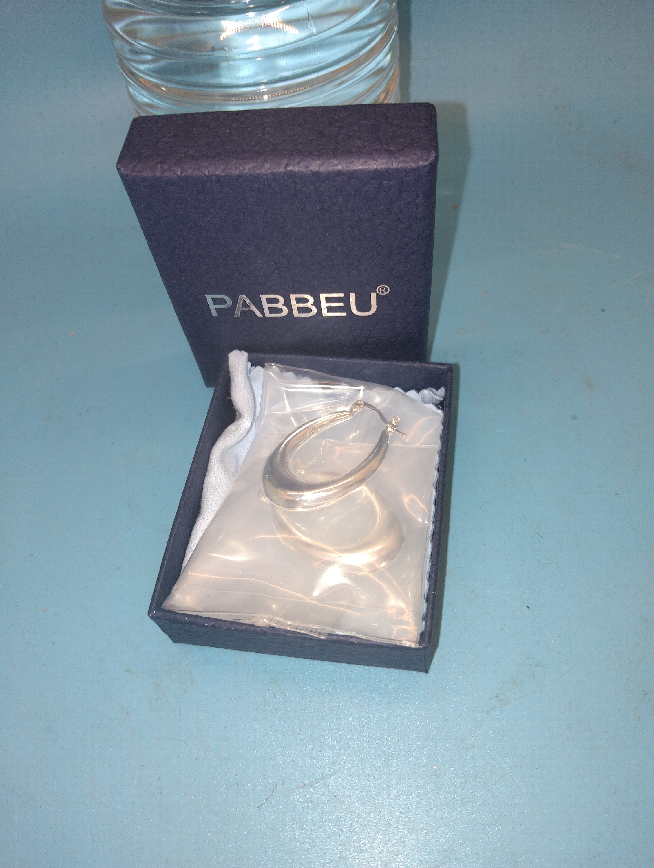 NEW BOXED PABBEU Silver Hoops 925 Earrings for Women