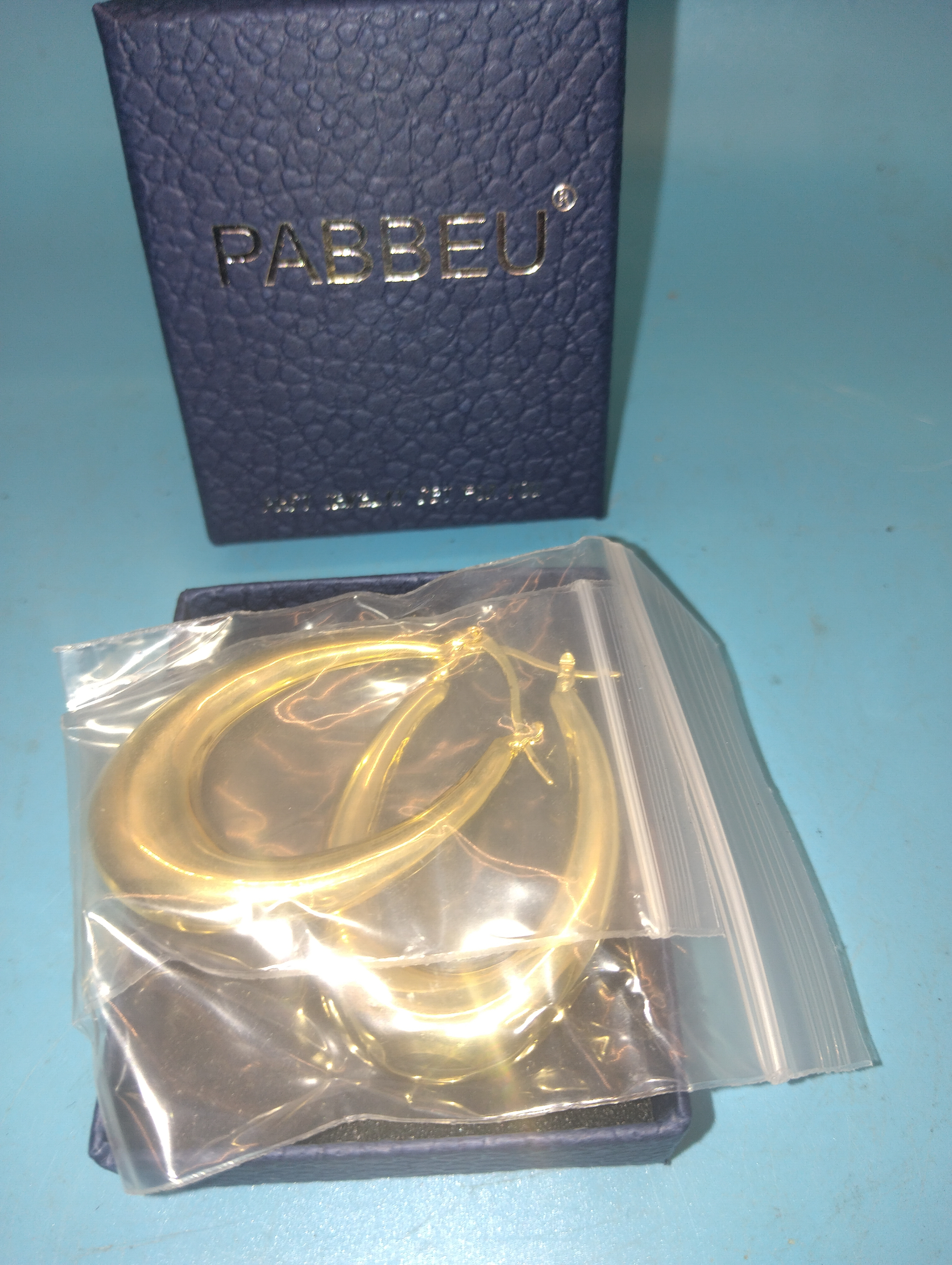 NEW BOXED PABBEU Gold Hoops 925 Earrings for Women