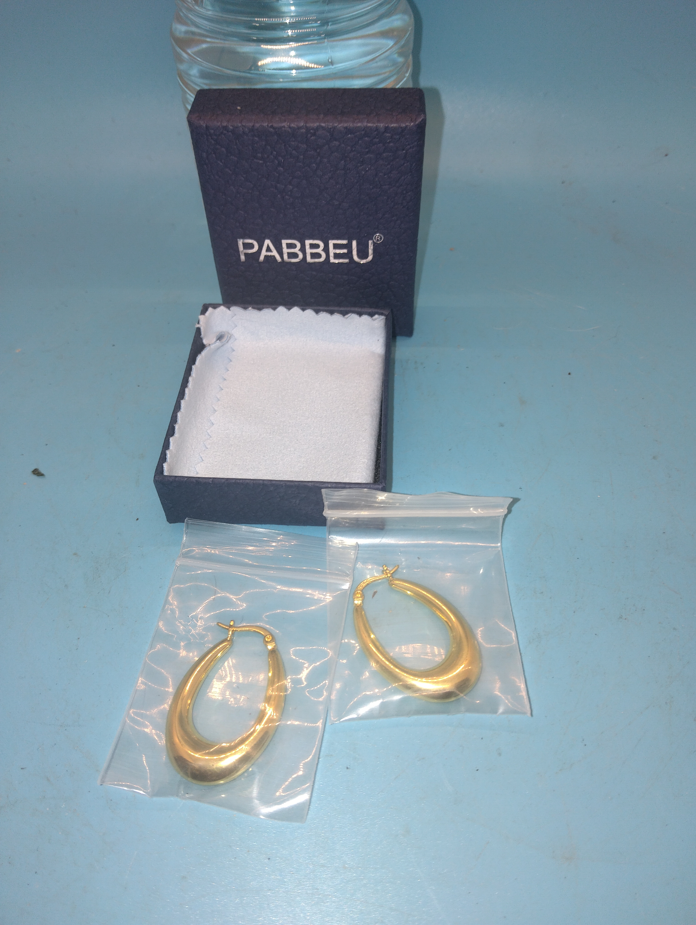 NEW BOXED PABBEU Gold Hoops 925 Earrings for Women