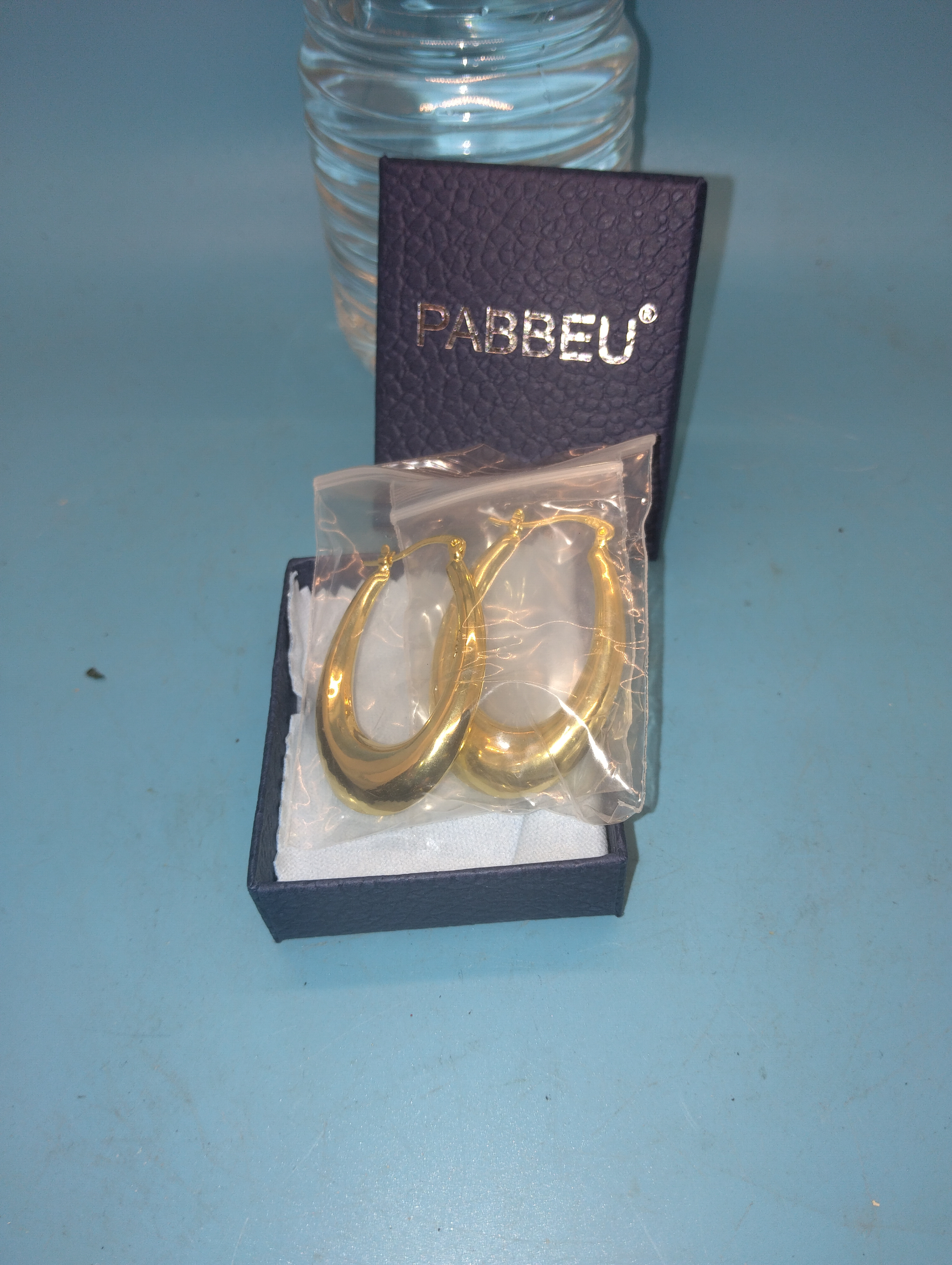 NEW BOXED PABBEU Gold Hoops 925 Earrings for Women