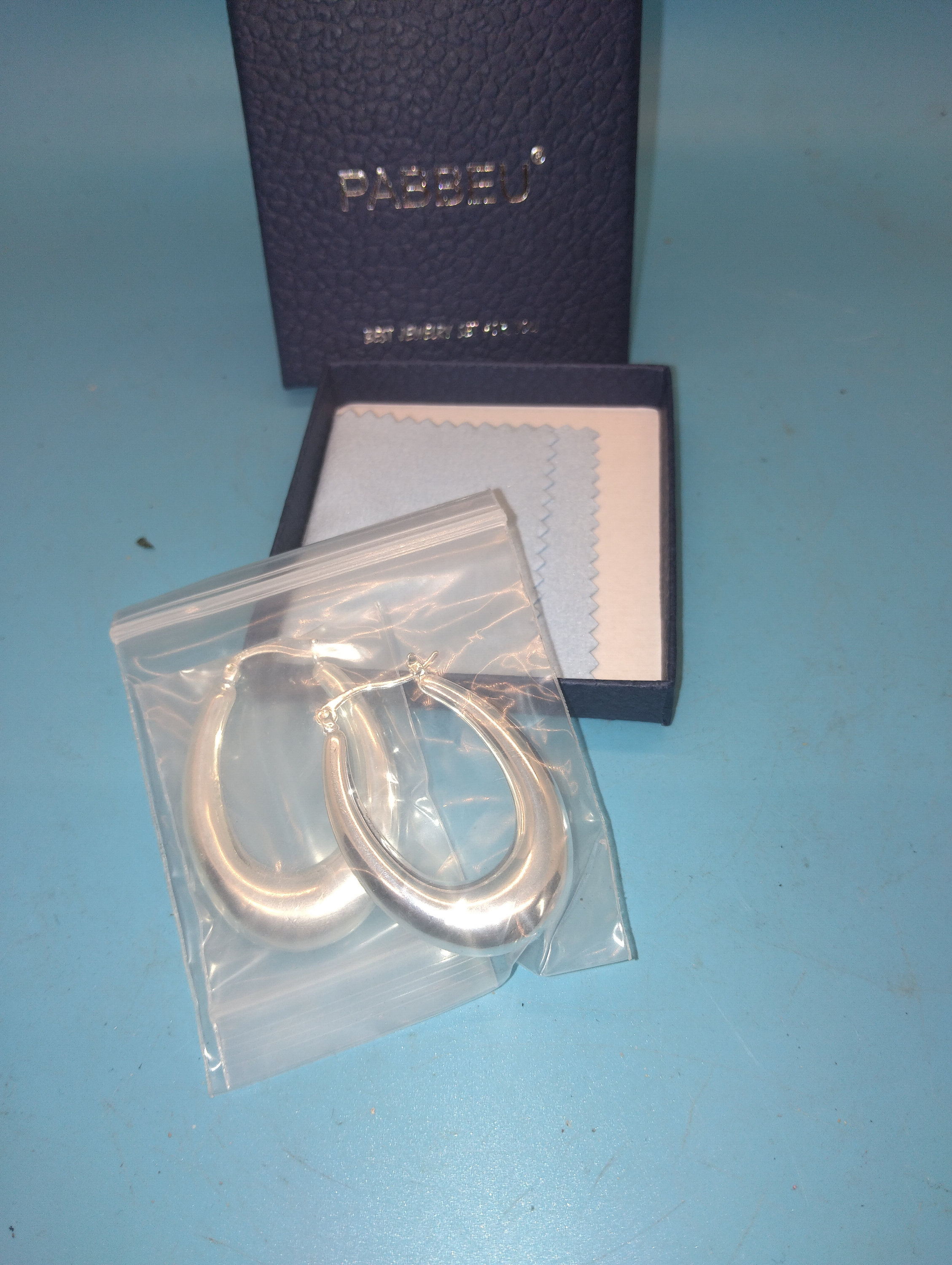 NEW BOXED PABBEU Silver Hoops 925 Earrings for Women