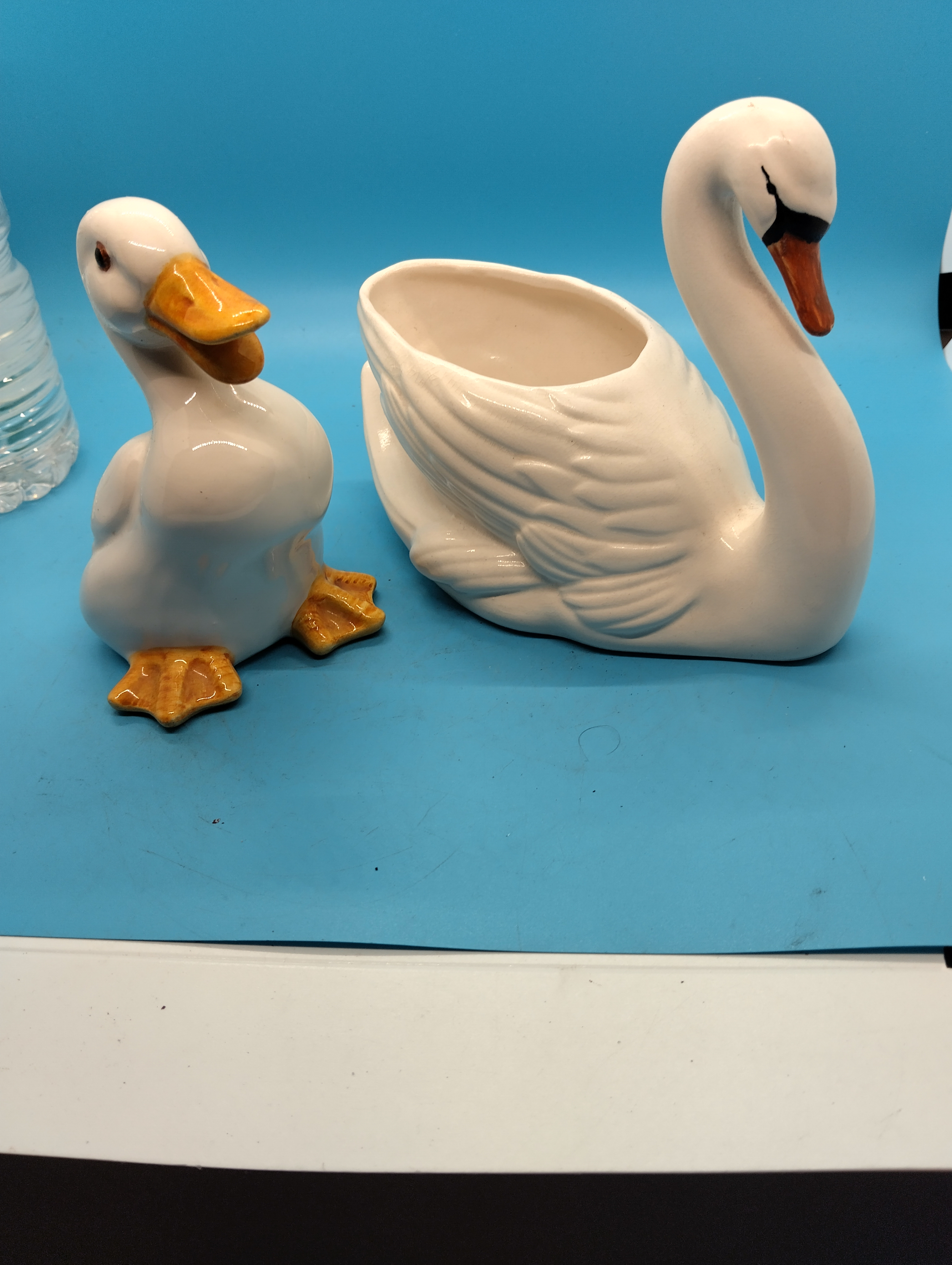 VERY NICE SWAN AND DUCK FIGURES BOTH MARKED TO BASE