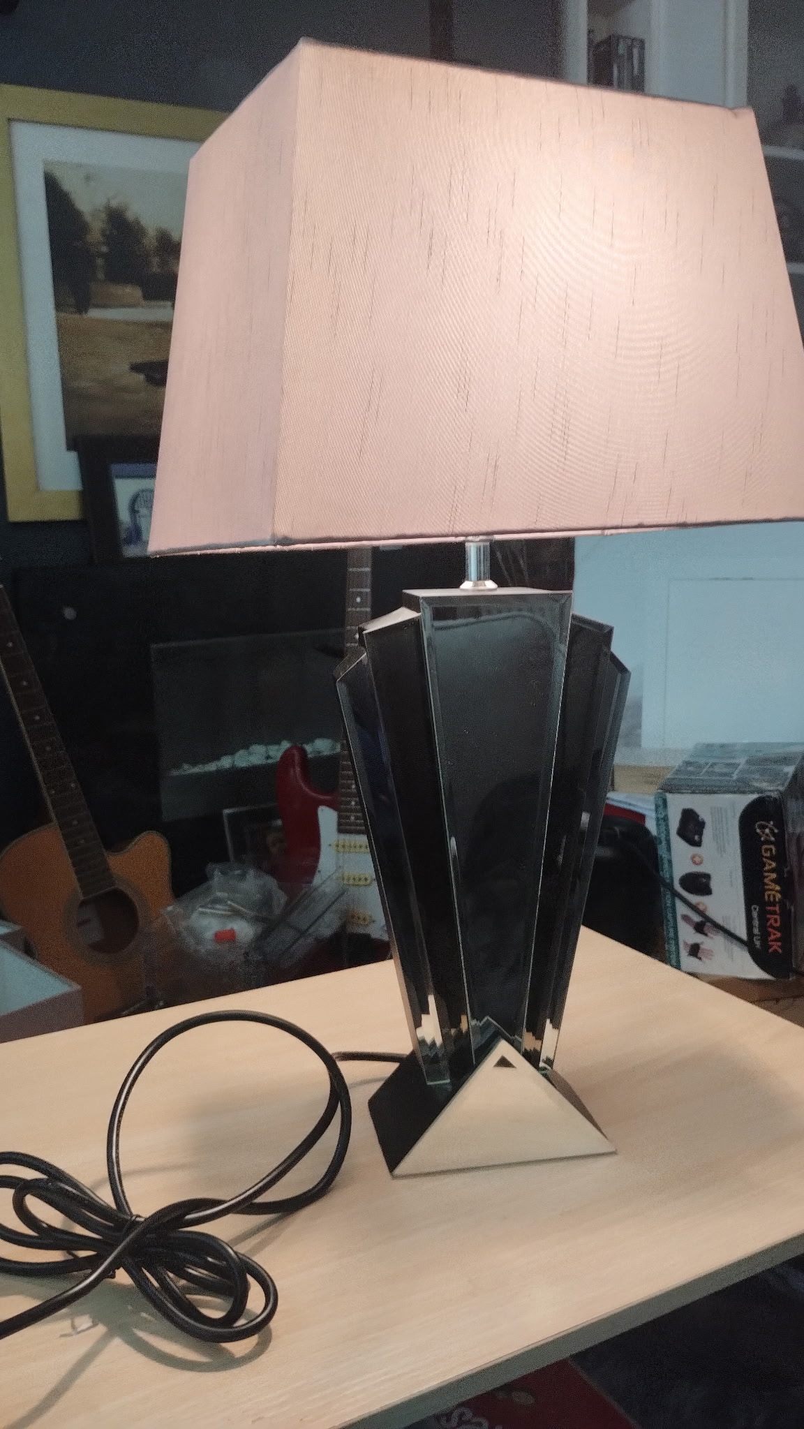 VERY NICE ART DECO STYLE TABLE LAMP WITH SHADE WORKING ORDER