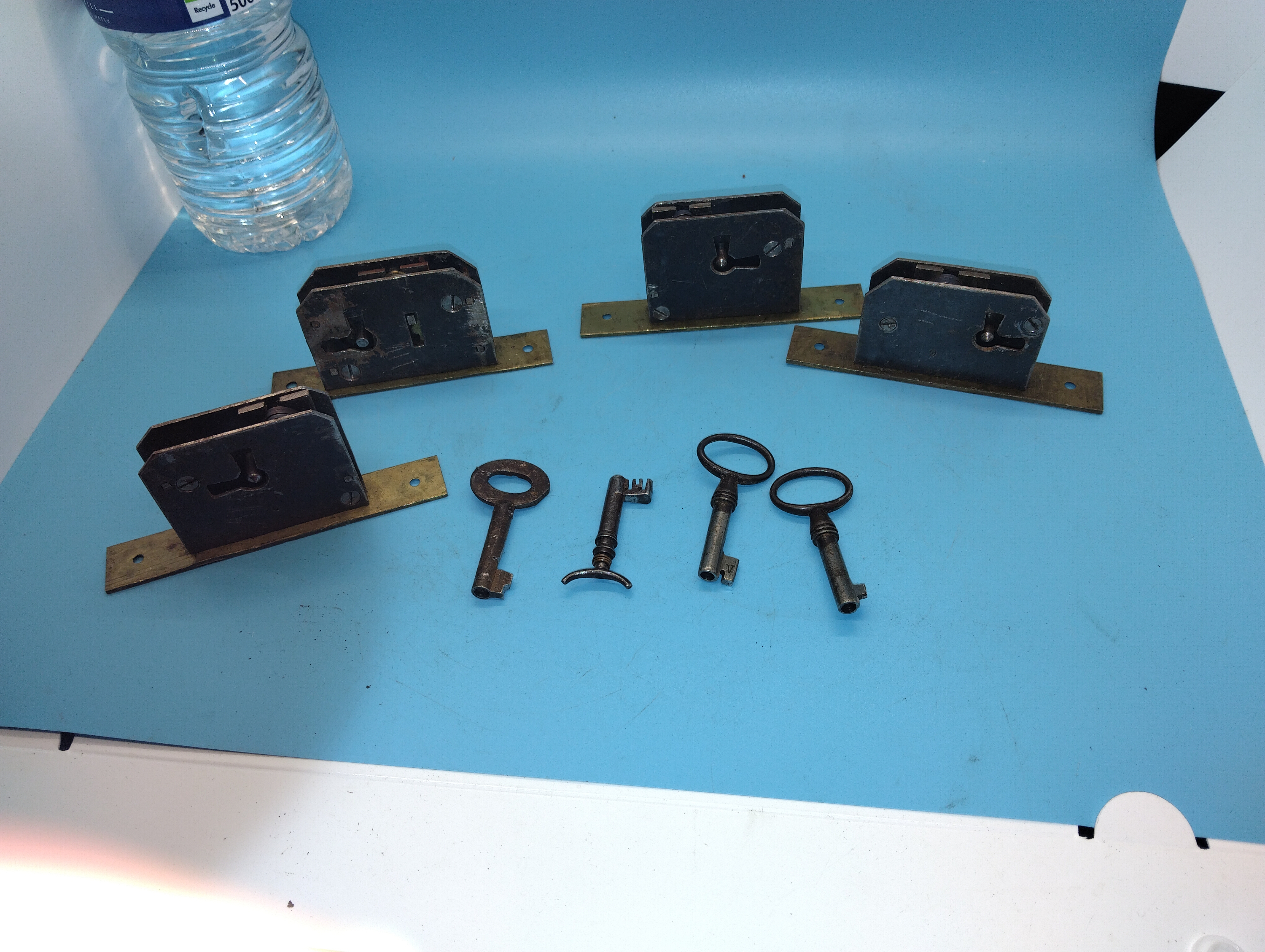 A Collection of Antique Cabinet Mortise Locks and Assorted Keys