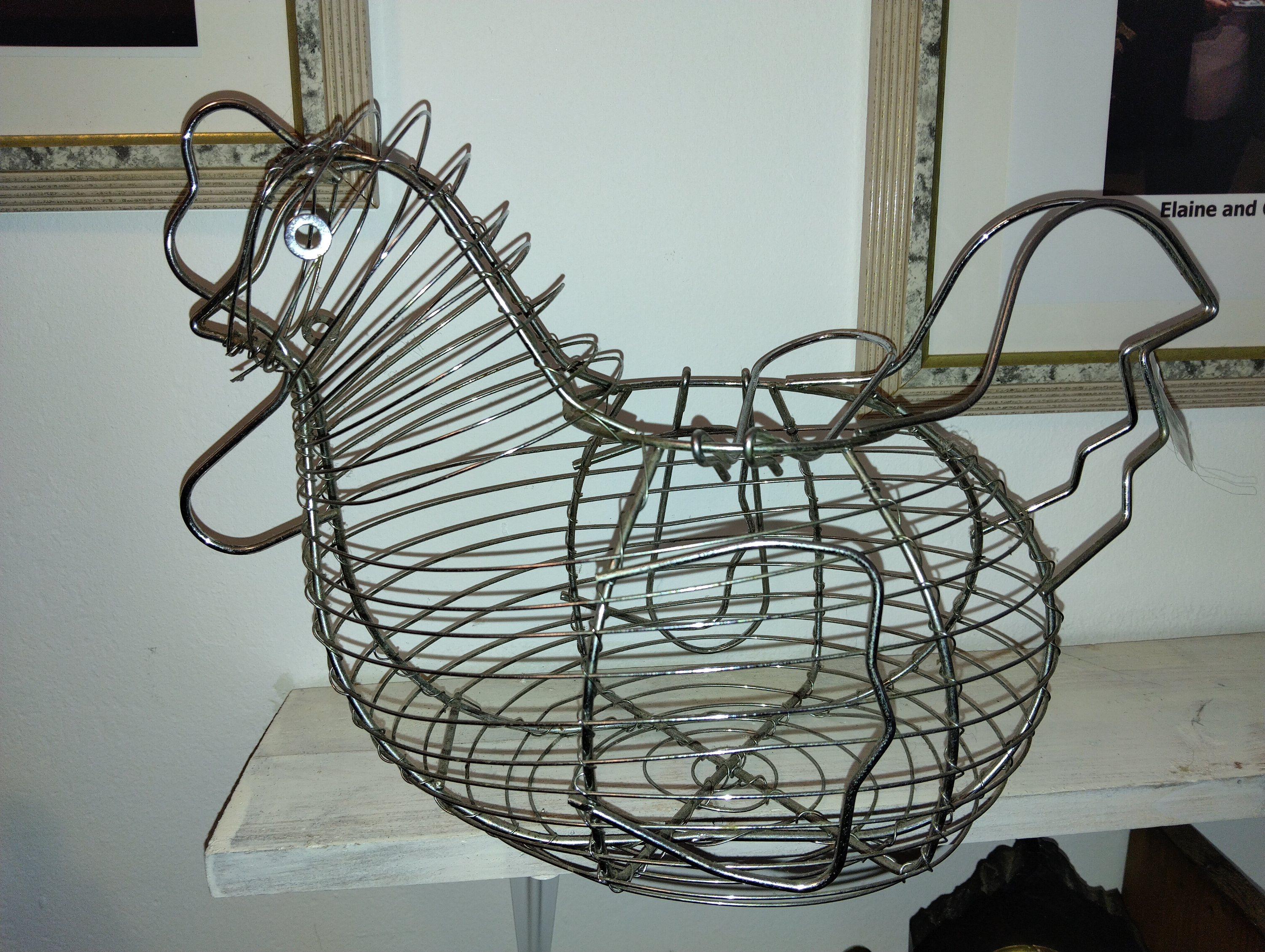 A Chrome-Plated Wire Hen-Form Egg Basket