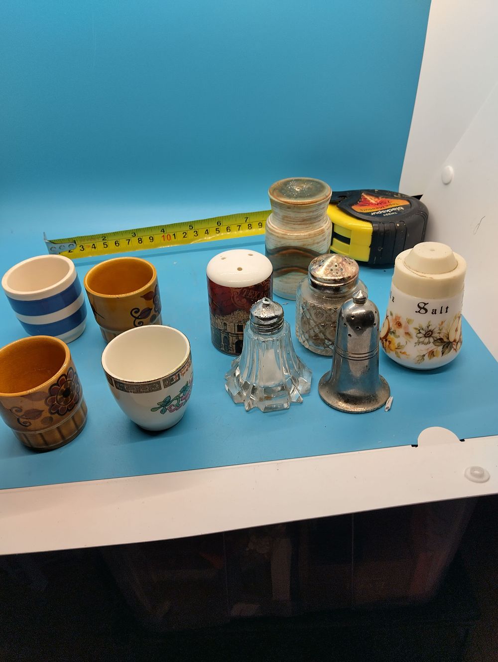 An Assortment of Vintage Ceramic and Glass Tableware including Egg Cups and Shakers