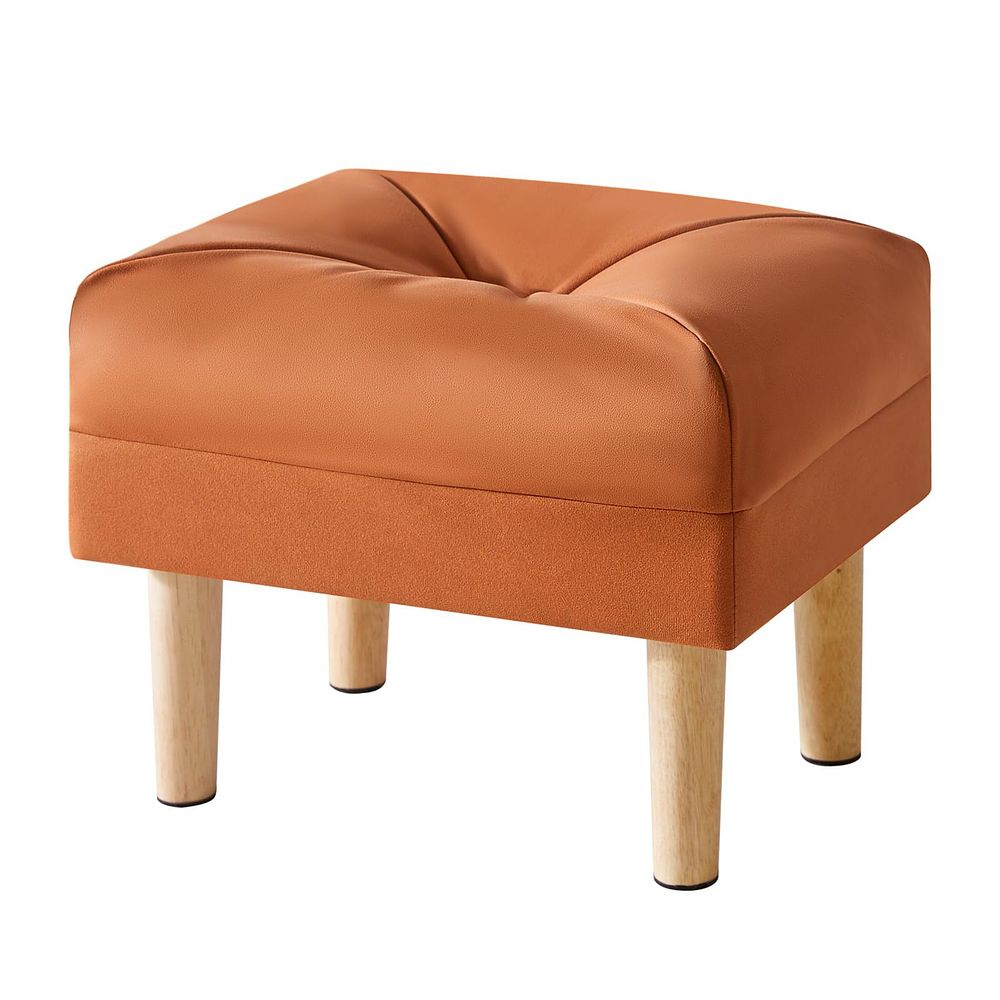 A NEW Contemporary Faux Leather Square Footstool attributed to YMYNY