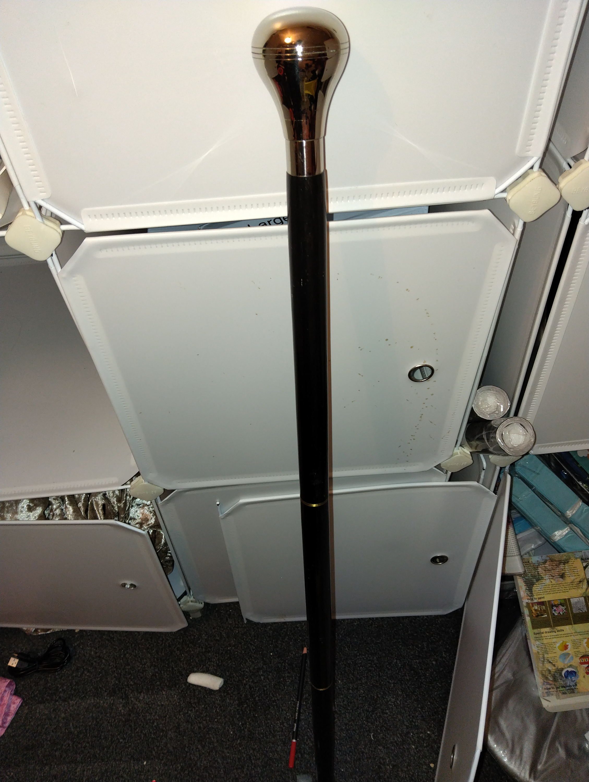 A NEW Contemporary White Metal Mounted Three-Piece Dress Cane