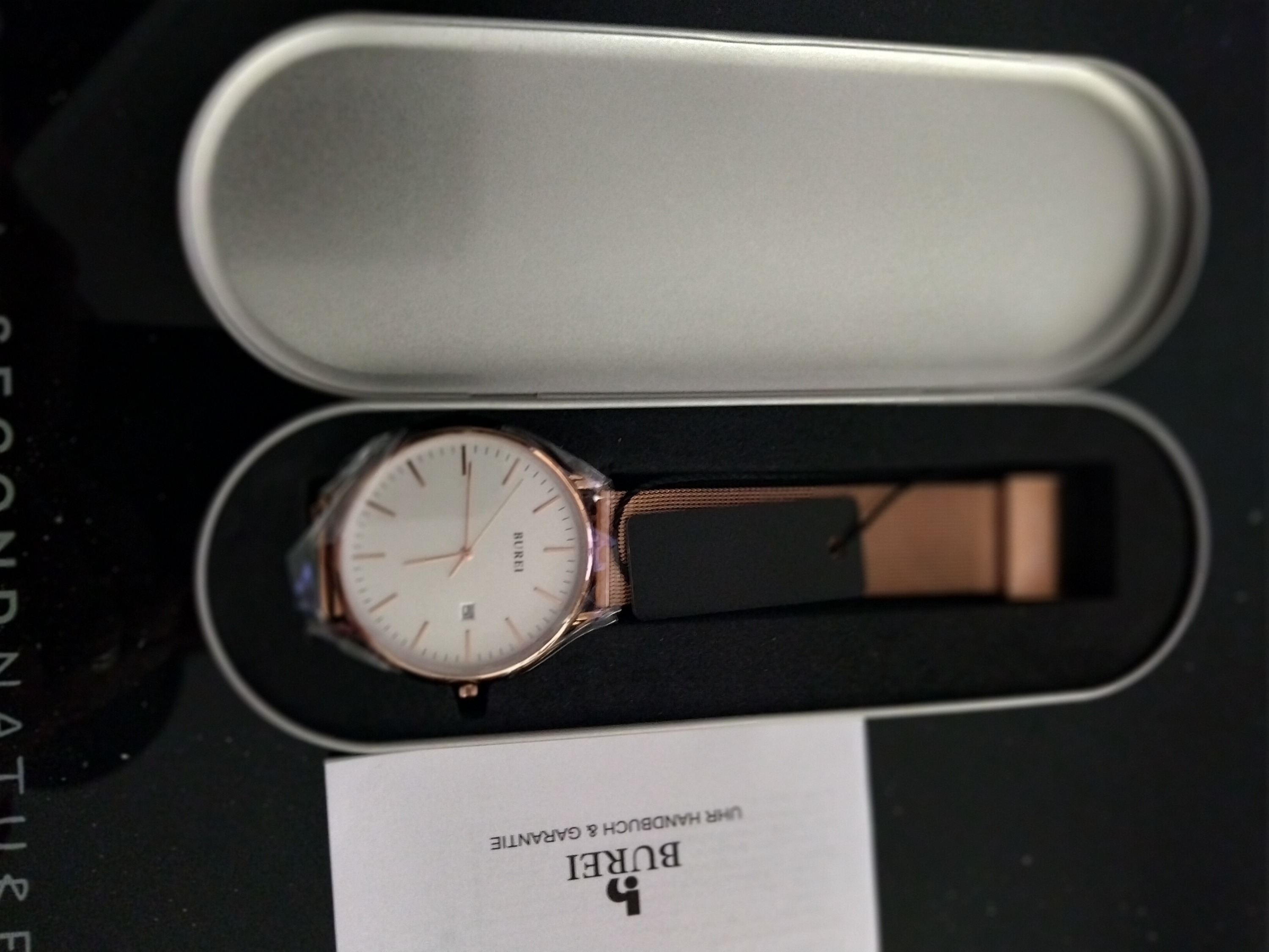 A BUREI Rose-Gold Tone Minimalist Wristwatch