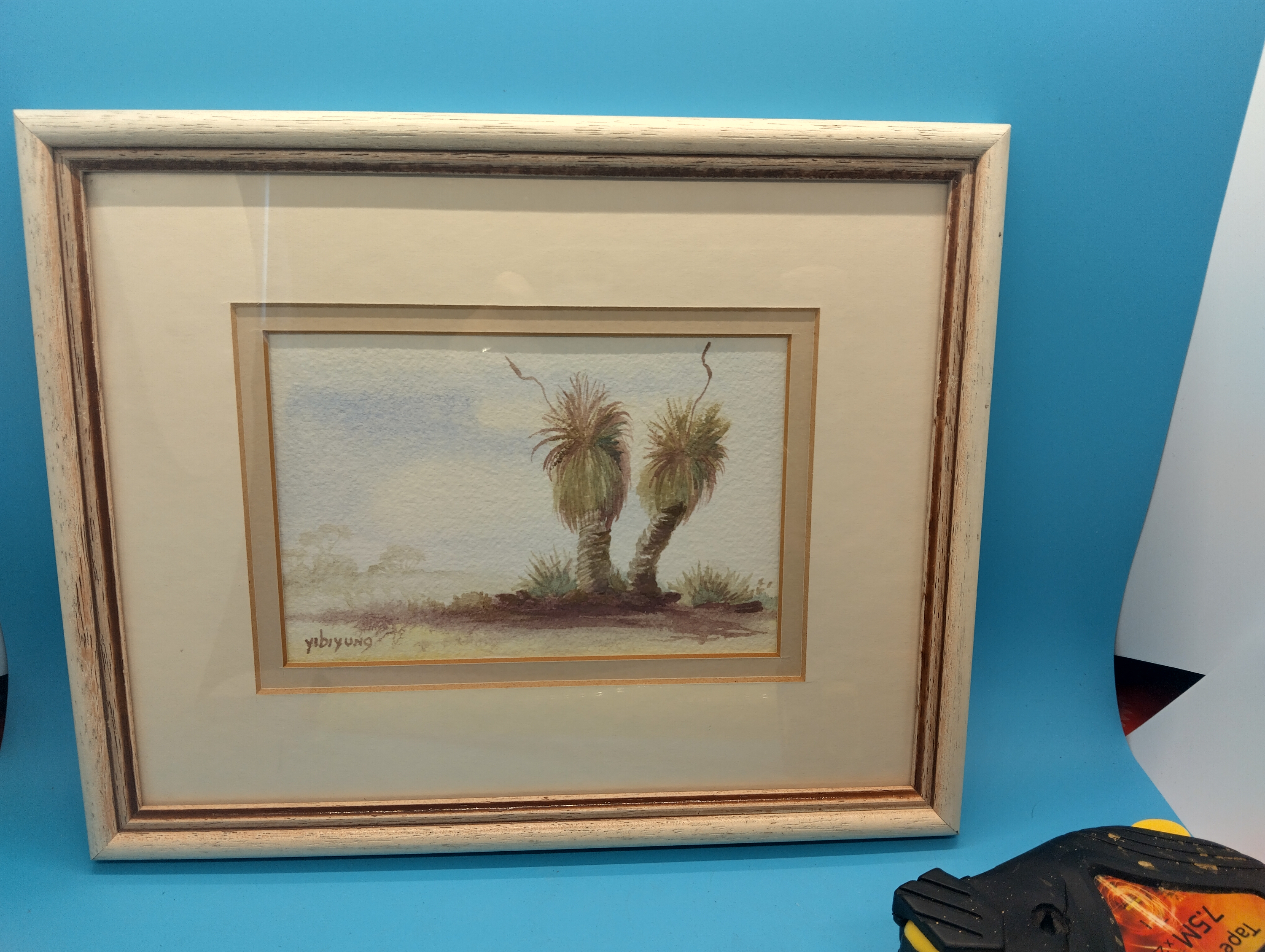 VERY NICE RARE Original Signed Watercolour by YibiYung, renowned Aboriginal artist
