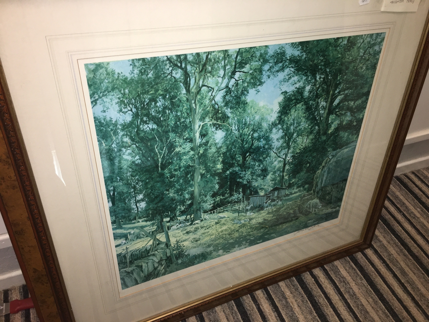 VERY NICE LARGE Signed James McIntosh Patrick Print, Woodland Scene, approx 58 x 48cm.