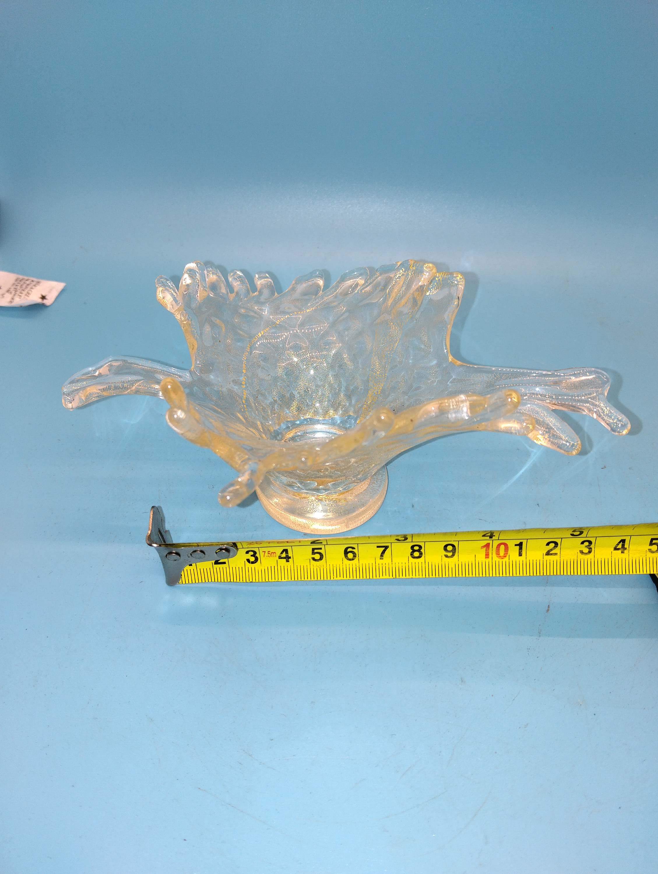 VERY NICE Italian Murano Gold Aventurine Art Glass Splash Bowl