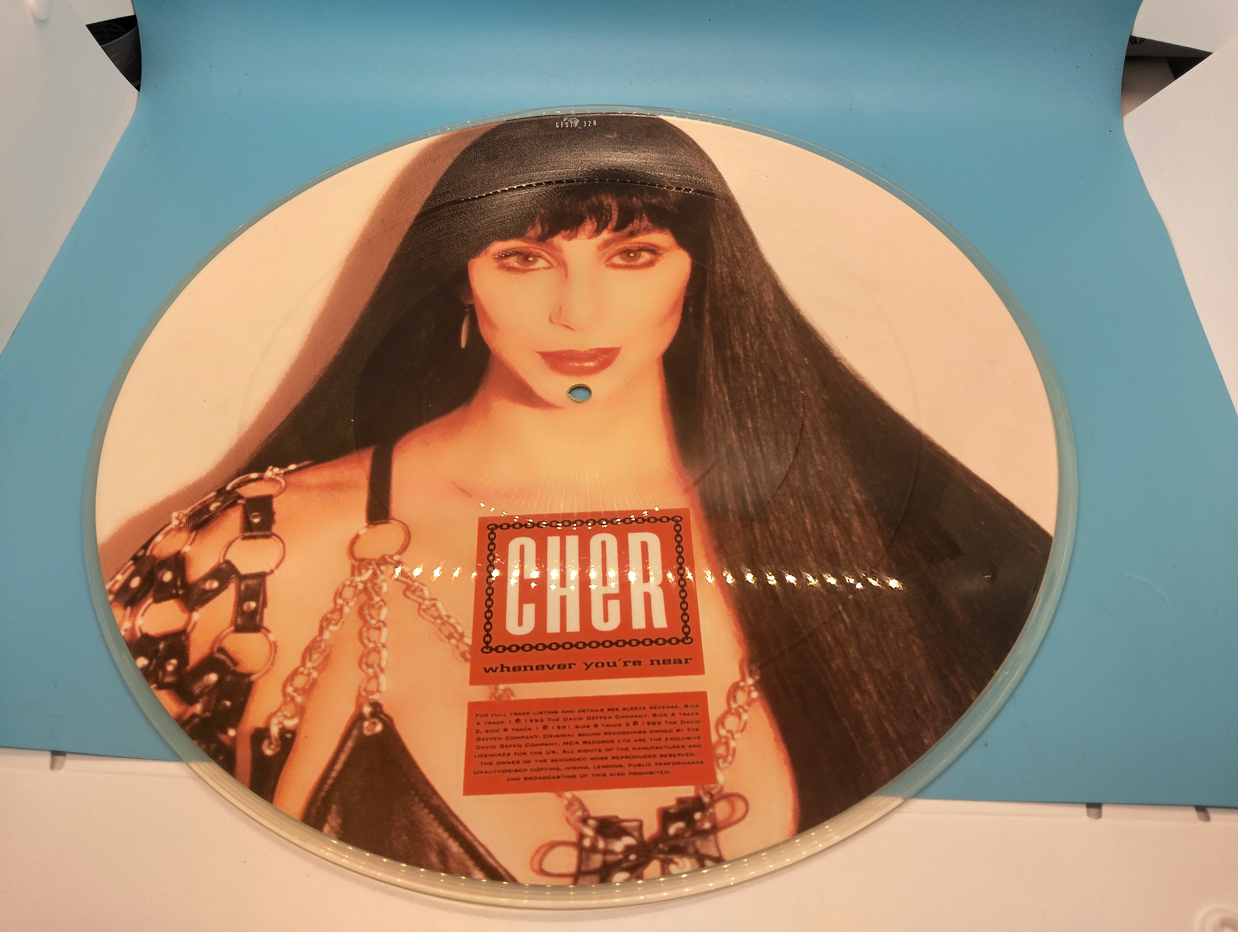 RARE CHER PICTURE DISC '' WHENEVER YOU'RE NEAR'' NO COVER ''