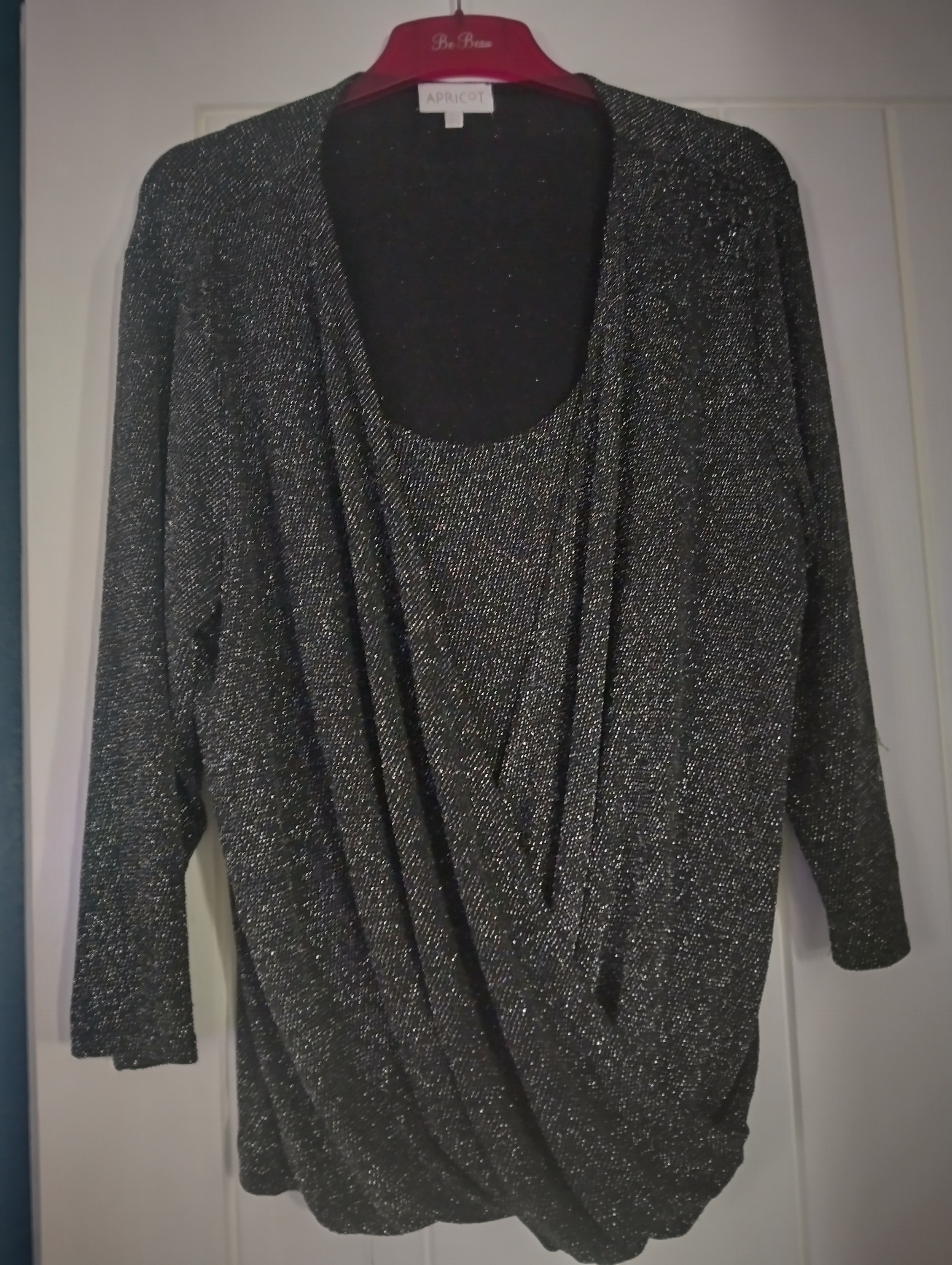 Lovely APRICOT SHIMMER WRAP TOP IN GREY SIZE 14 IN VERY GOOD CONDITION WORN ONCE PET FREE HOME From Smoke Free Home Has Been Freshly Washed,