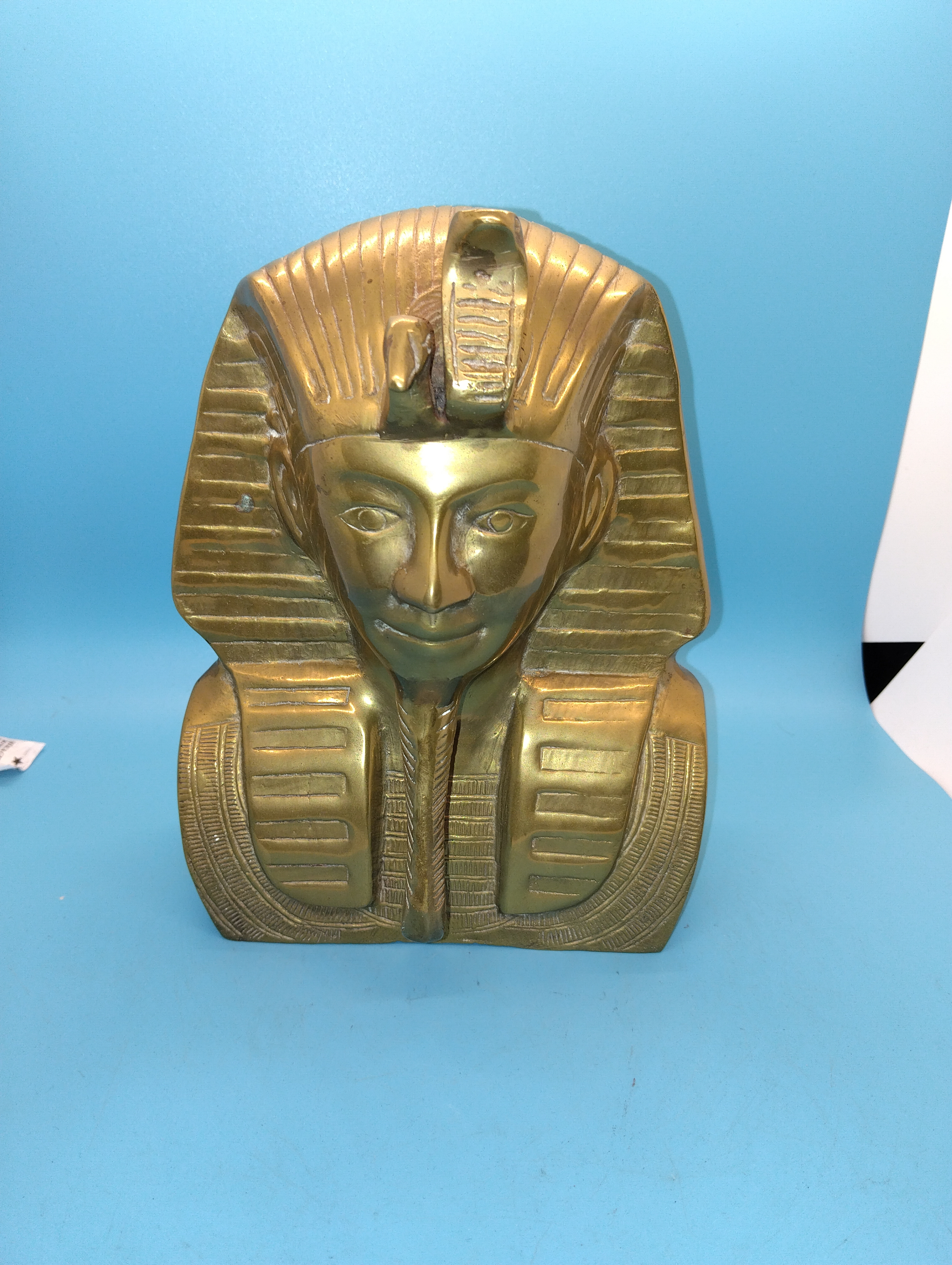 VERY LARGE VERY HEAVY BRASS PHARAOH BUST