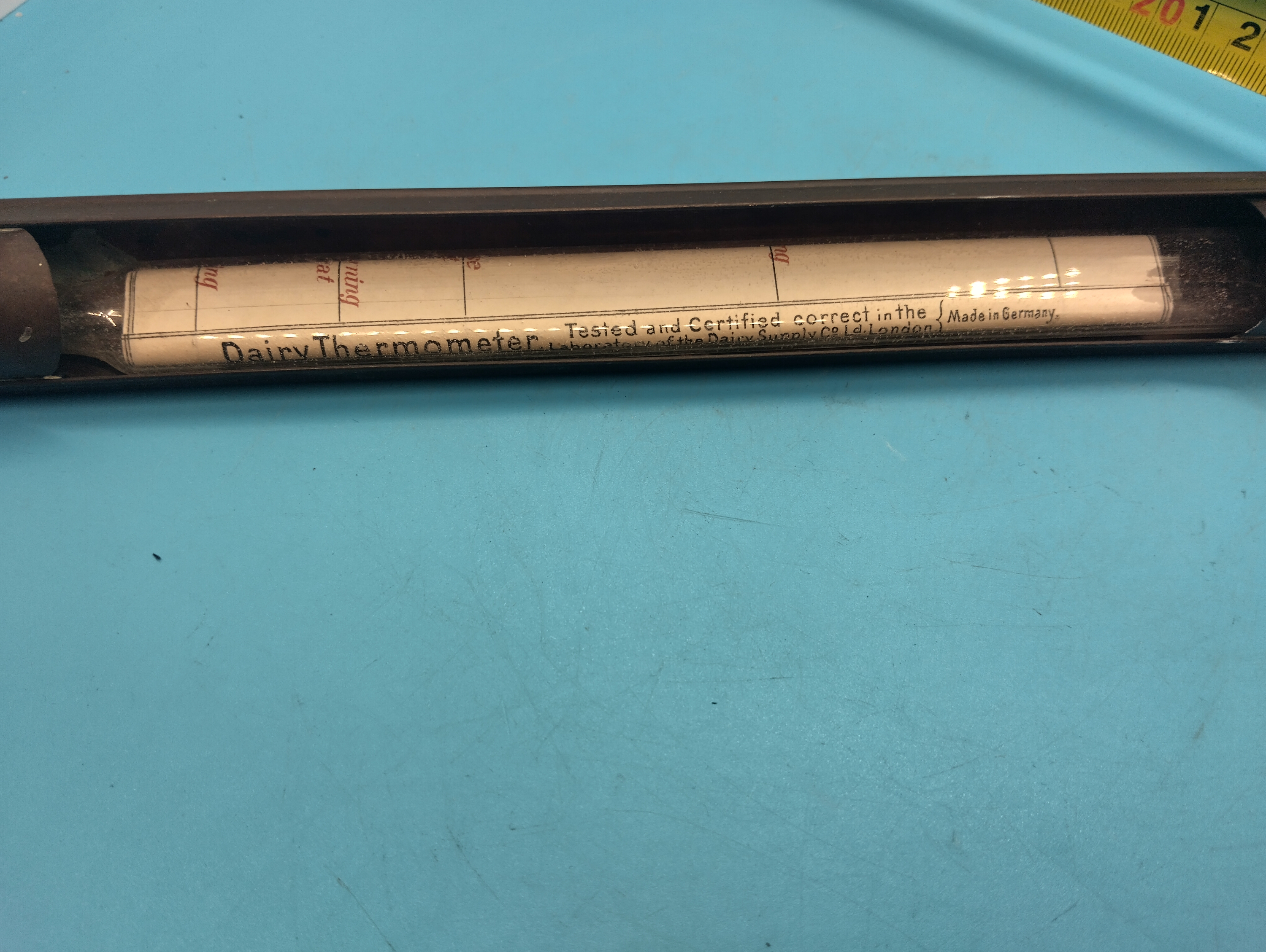 EARLY BRASS VINTAGE MADE IN GERMANY DAIRY THERMOMETER