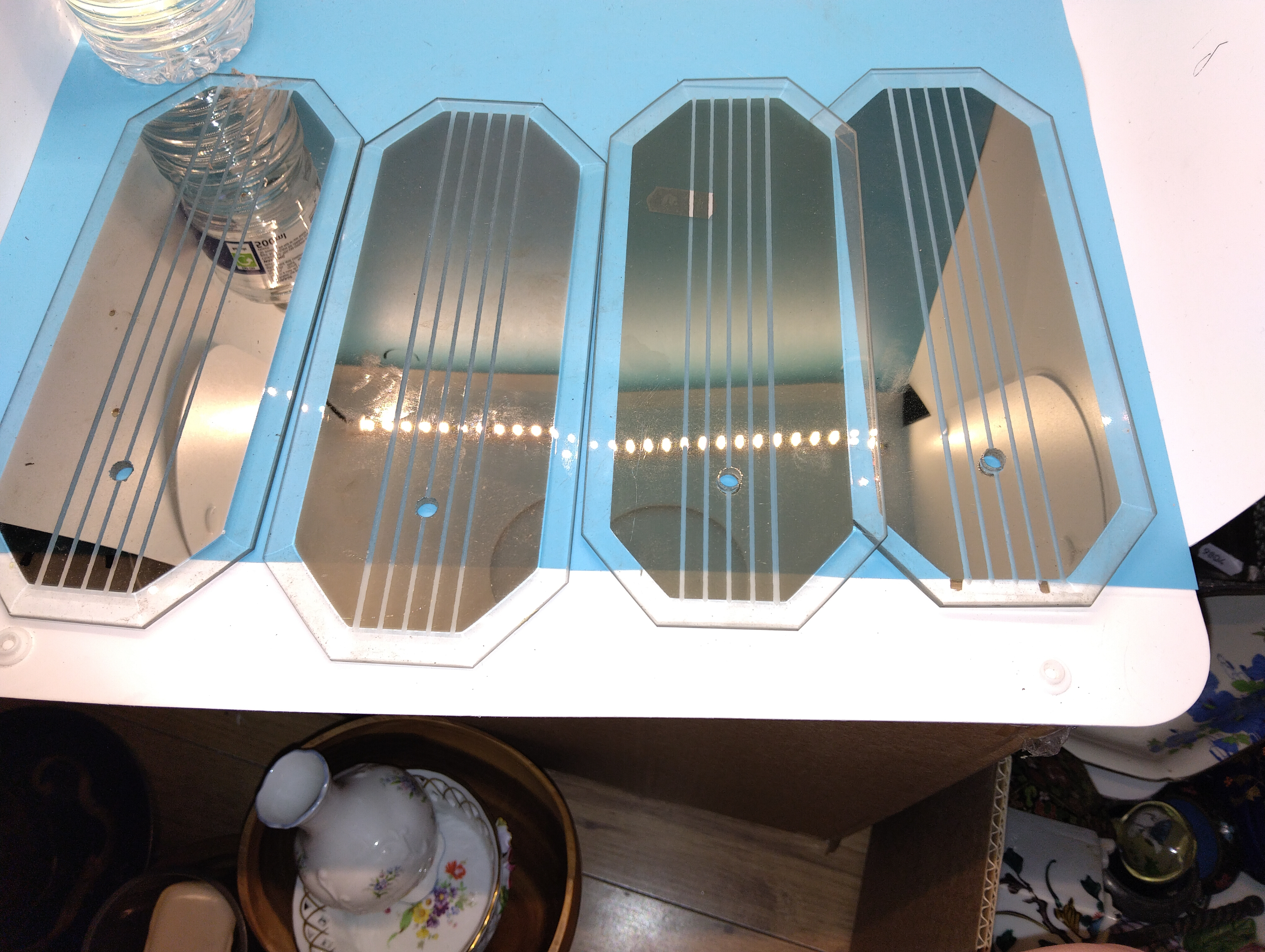 A Set of Art Deco Style Frosted and Bevelled Glass Panels