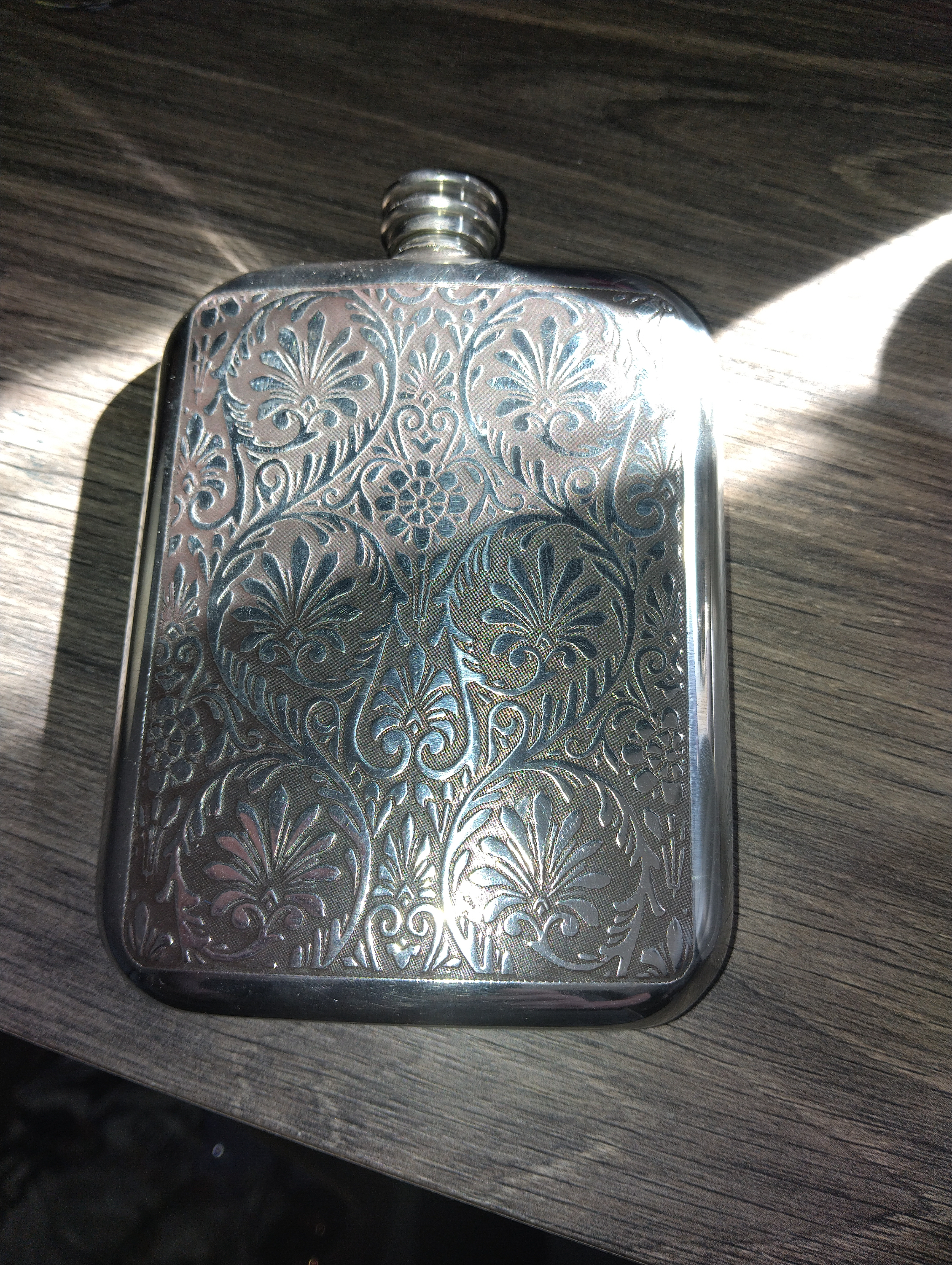 VERY NICE ENGLISH PEWTER HIP FLASK