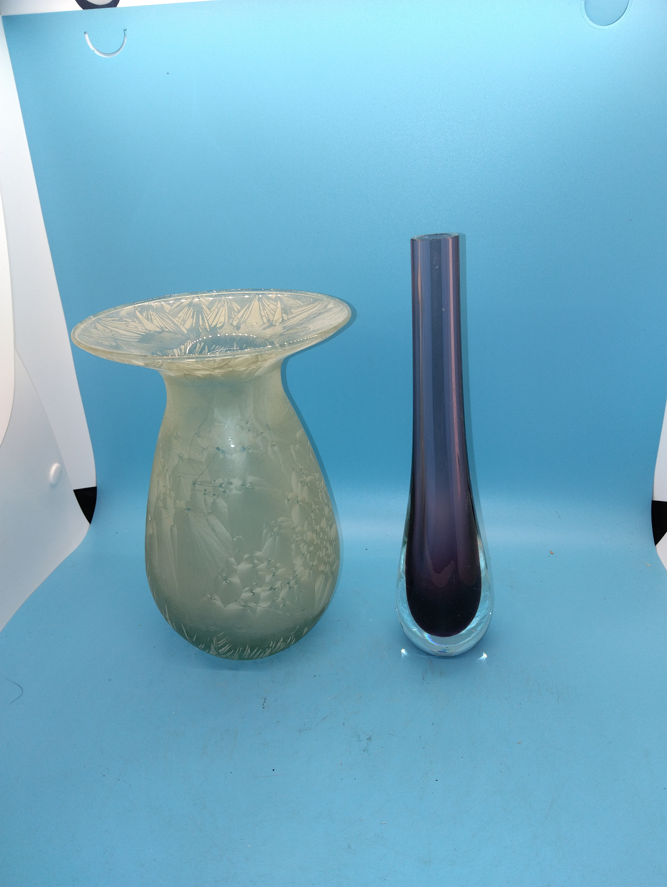 Two VINTAGE COLOURED GLASS VASES