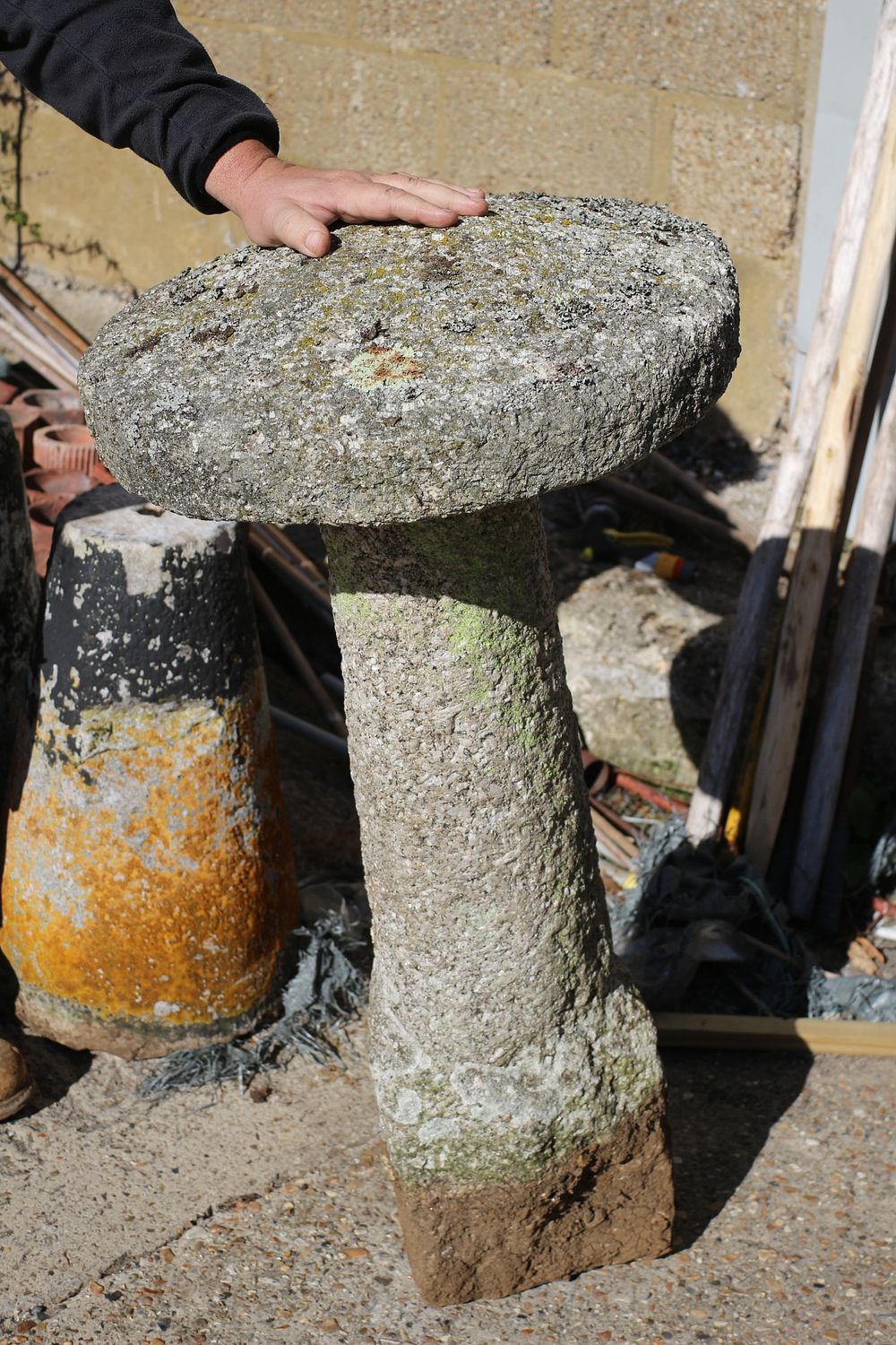 Lot 161: A Large Grey Stone Toadstool with Quartz