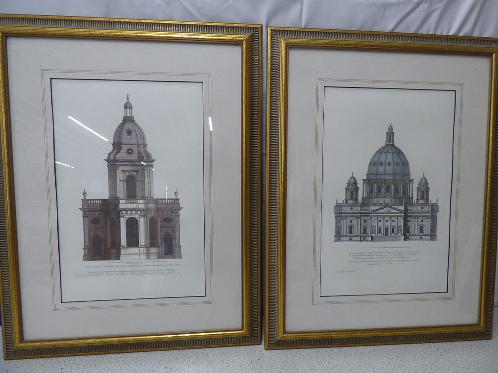 Lot 166: A Pair of C. Campbell Architectural Etchings