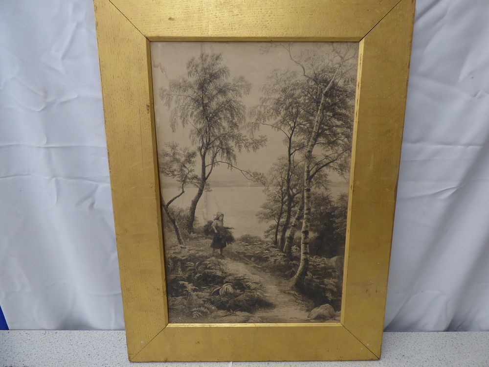 Lot 168: A Framed Monochrome Landscape Print, Signed 'MacWhir'