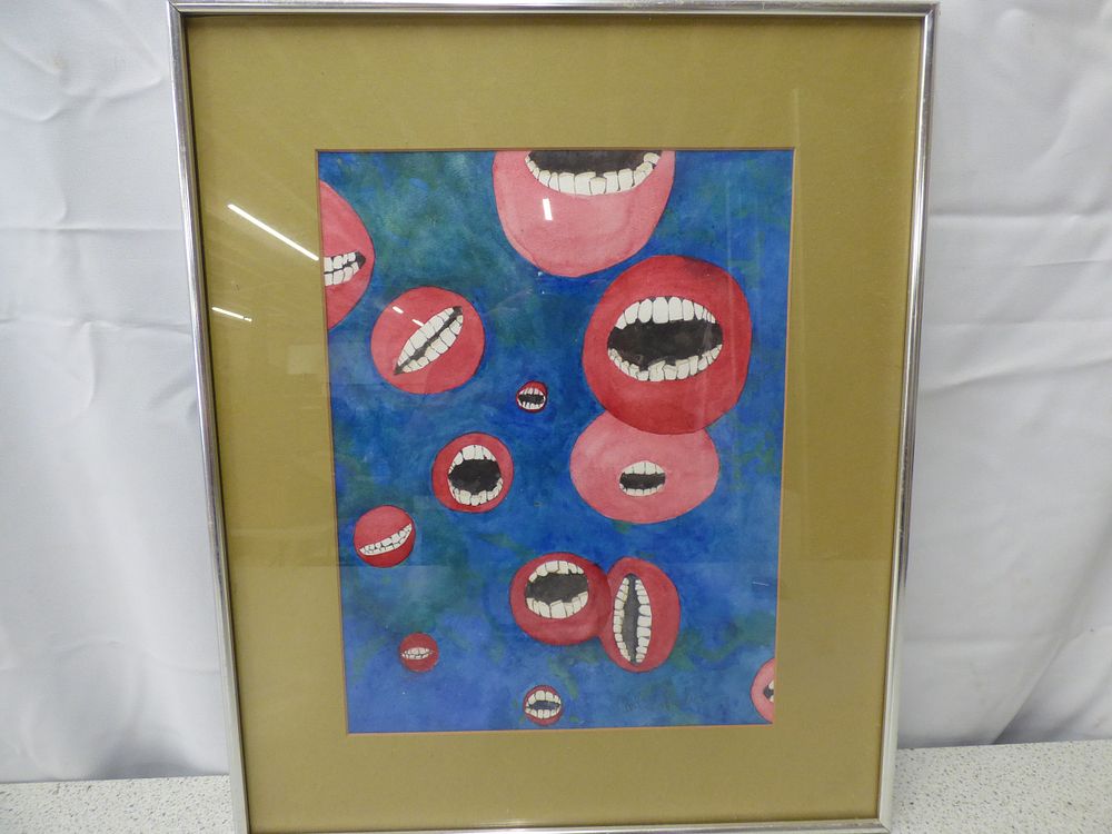 Lot 169: Carole Andrews Framed Painting of Mouths