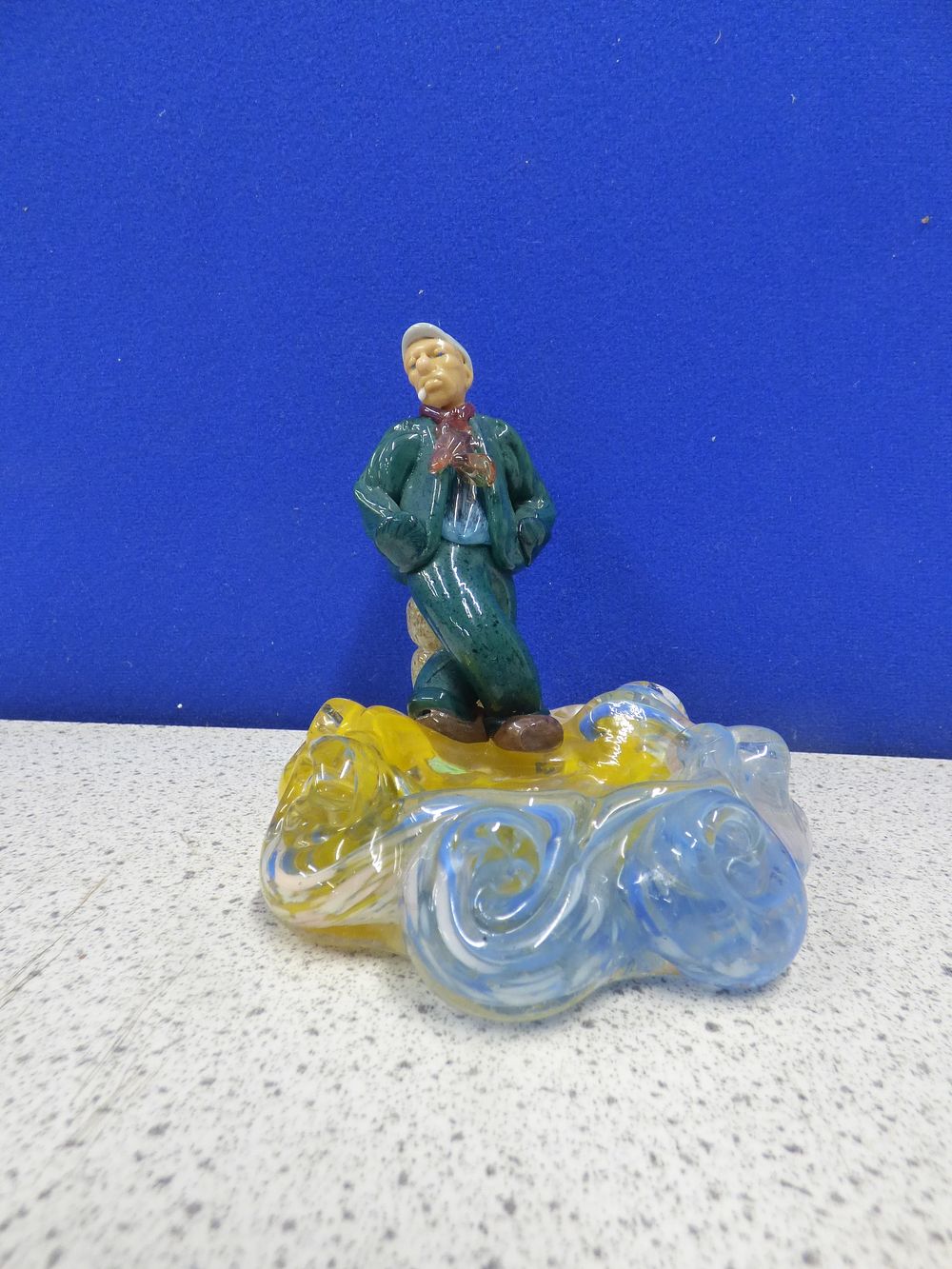 Lot 228: A Czechoslovakian Zelezny Trinket Bowl with Glass Figurine of a Man