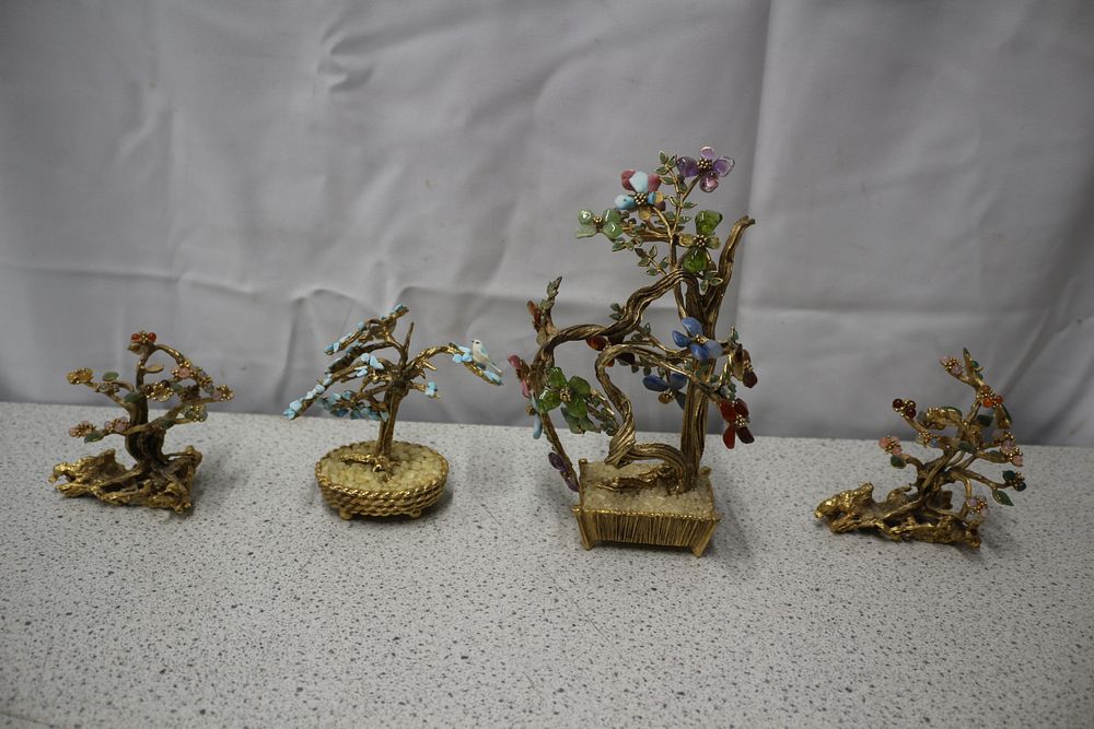Lot 239: A Set of Four Swoboda Decorative Semi Precious Gemstone Trees