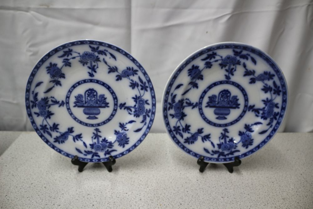 Lot 247: A Pair of Mintons England Blue and White Ceramic Plates