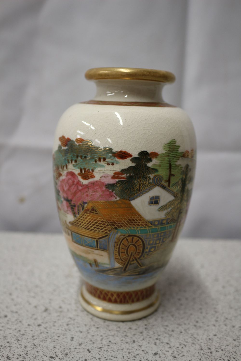 Lot 249: Satsumg Japanese Ceramic Jar with Landscape Design