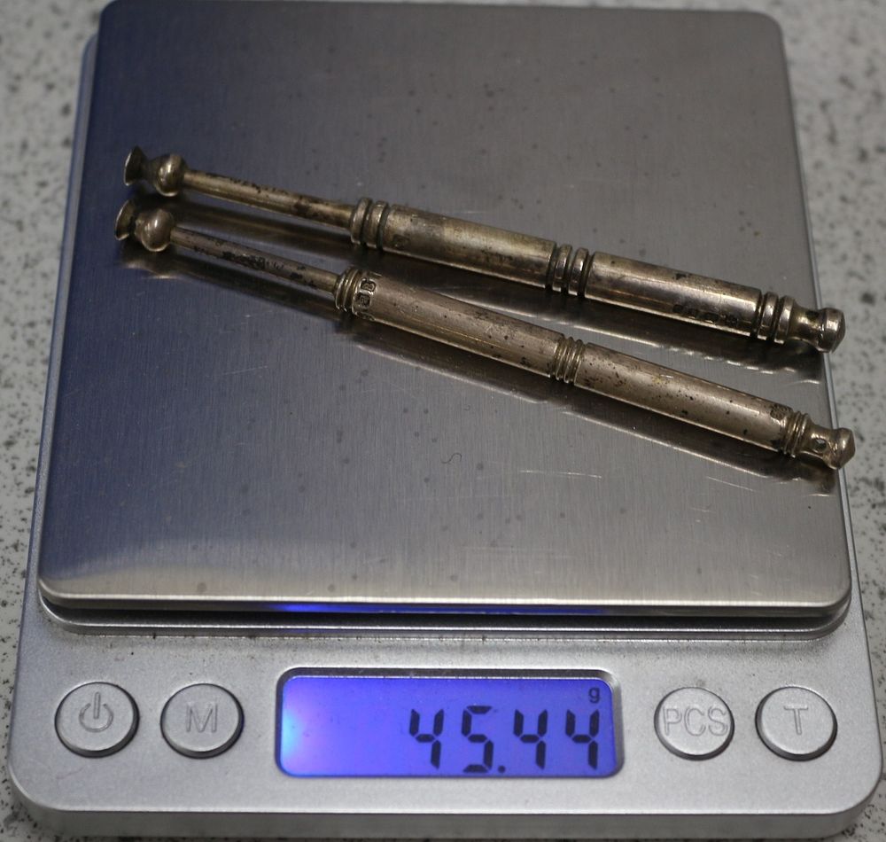 Lot 387: A Pair of Victorian Sterling Silver Bobbin Sticks